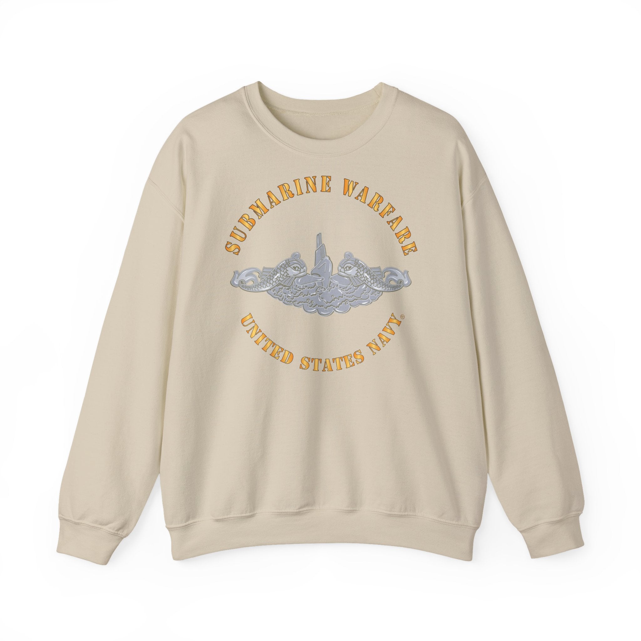 Unisex Heavy Blend™ Crewneck Sweatshirt - Navy - Submarine Badge - Silver