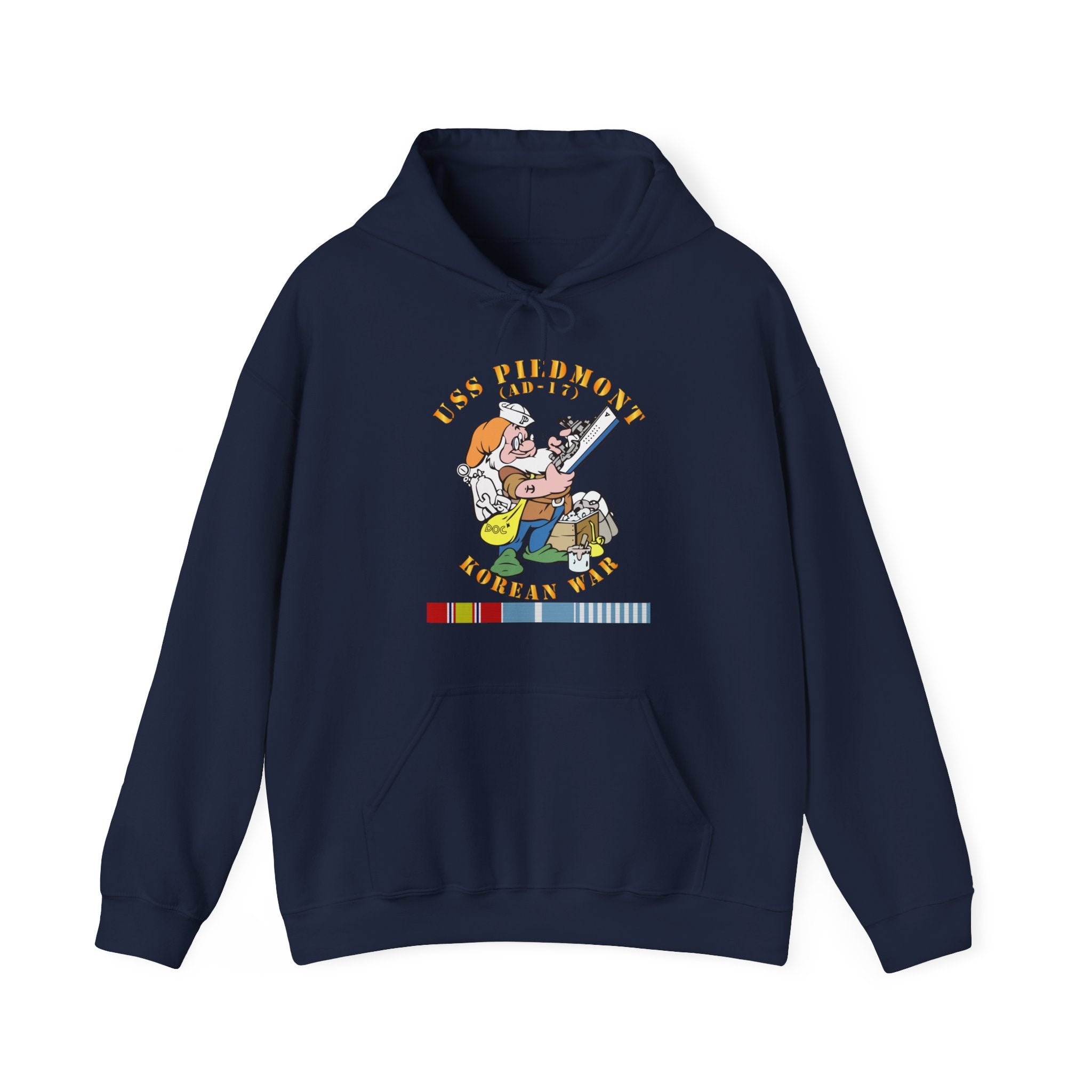 Unisex Heavy Blend™ Hoodies - Navy - USS Piedmont (AD-17) w KOREA SVC - Korean War