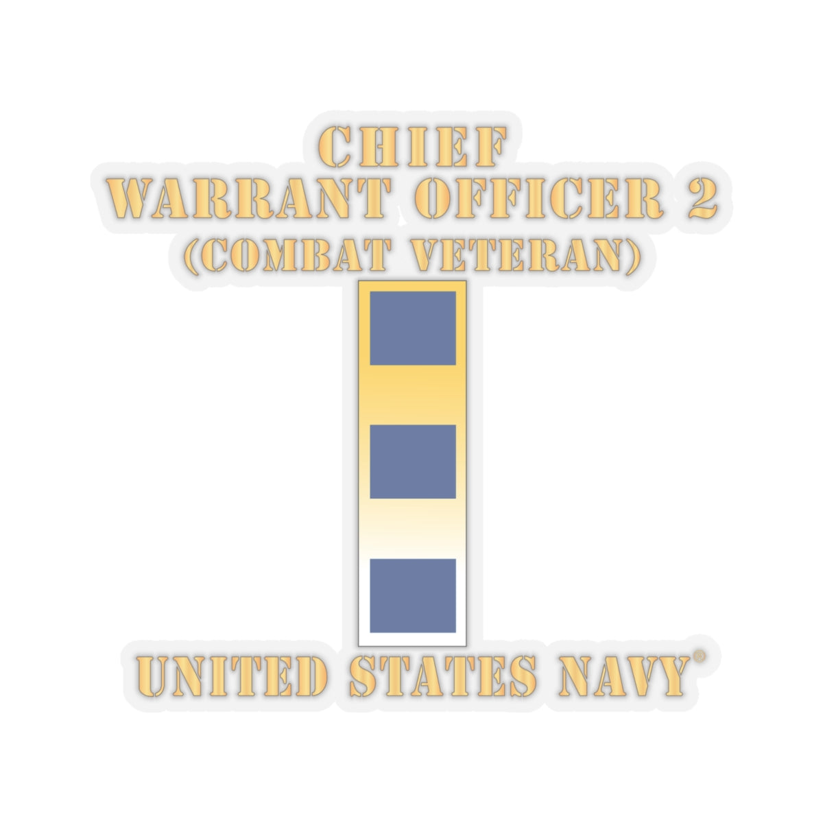 Kiss-Cut Stickers - Navy - Chief Warrant Officer 2 - CW02 - Combat Veteran