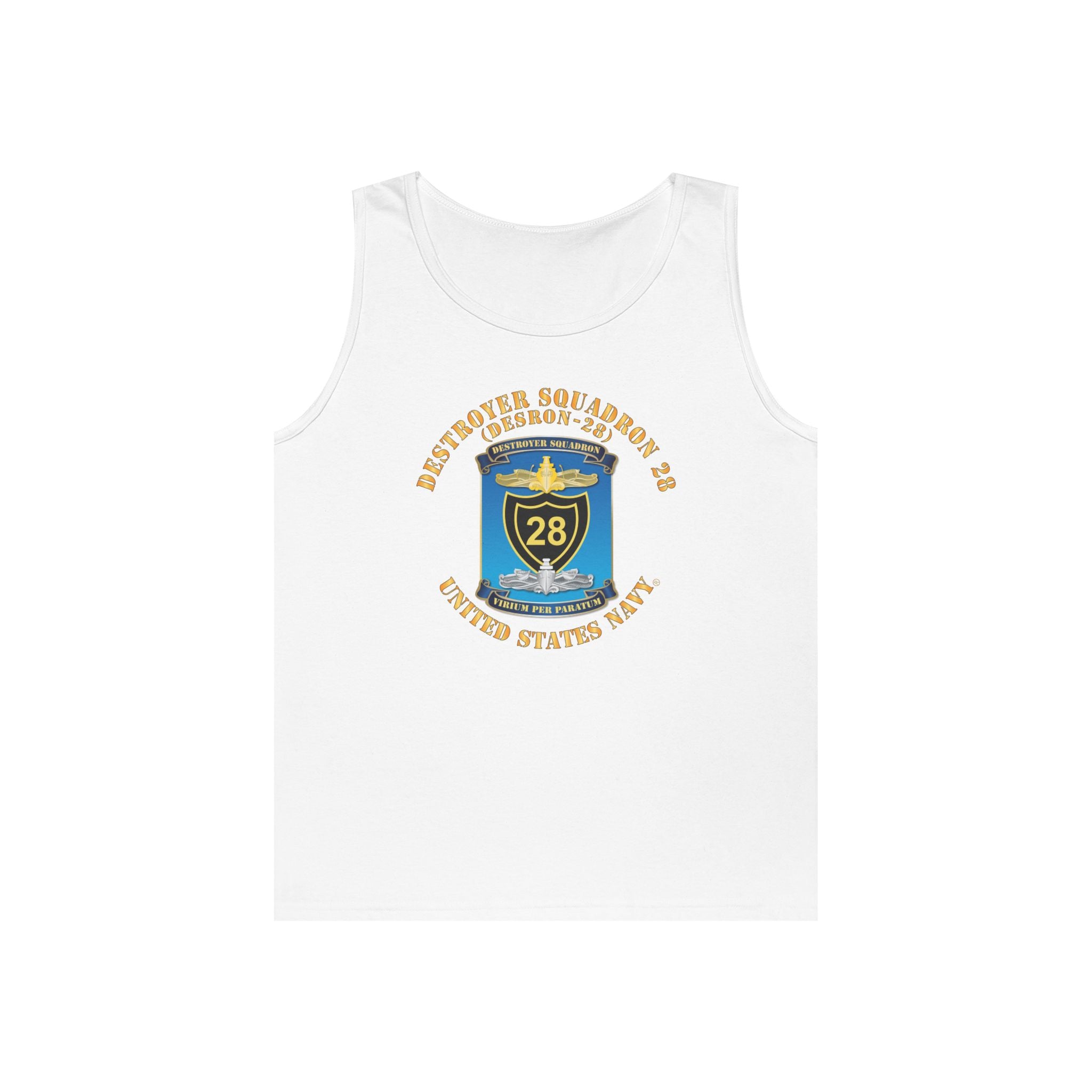 Unisex Heavy Cotton Tank Top - Navy - Destroyer Squadron 28 (DESRON-28)
