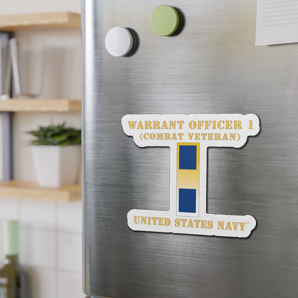 Die-Cut Magnet - Navy - Warrant Officer 1 - Combat Veteran