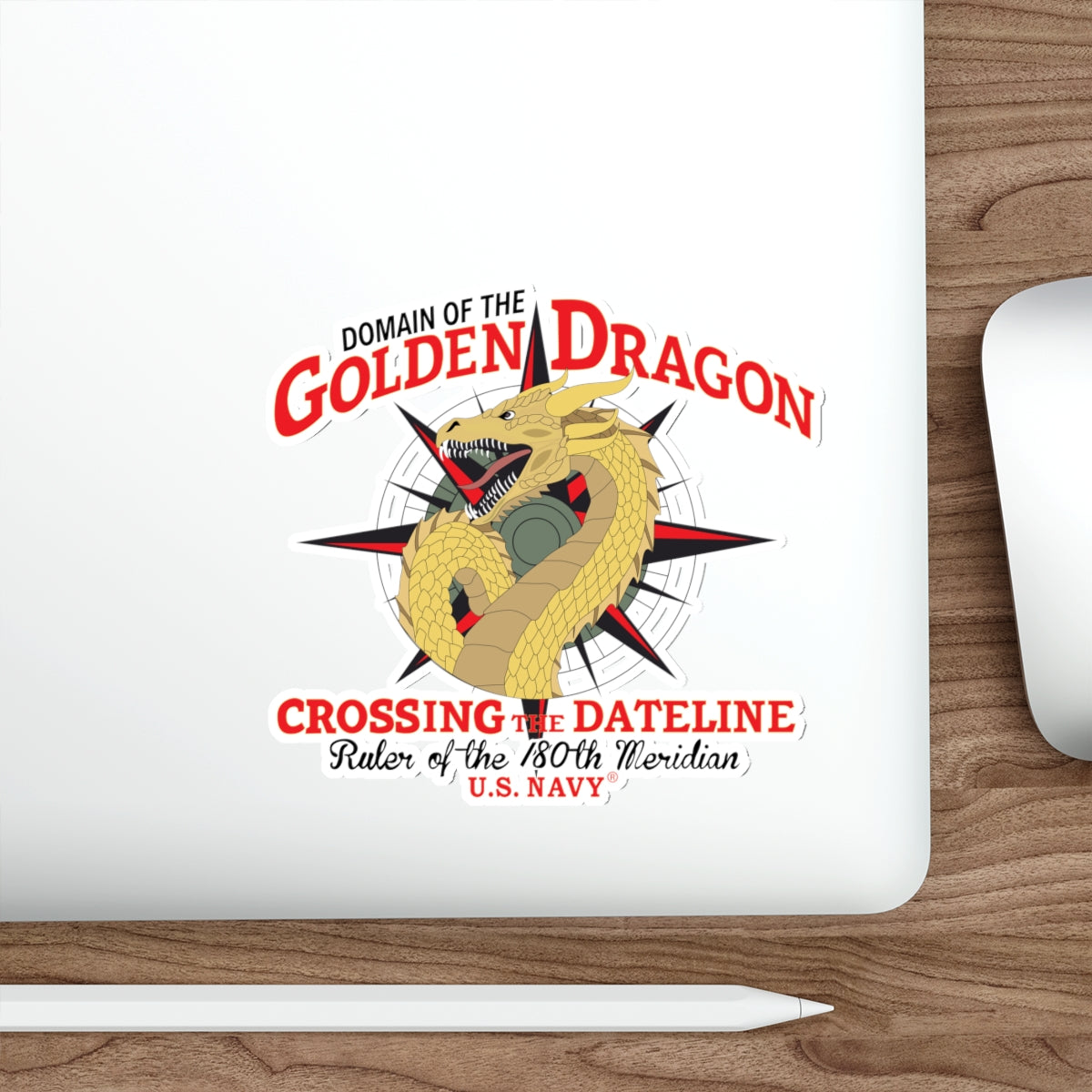 Die-Cut Vinyl Sticker - Navy - Domain of the Golden Dragon wo Txt X 300