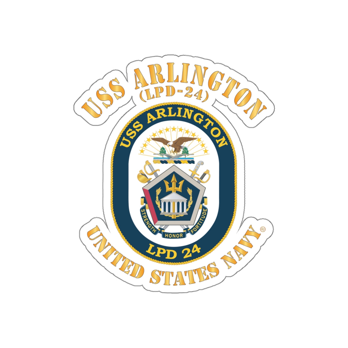 Die-Cut Vinyl Sticker - Navy - USS Arlington (LPD-24)