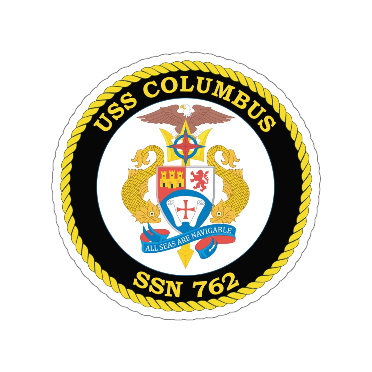 Die-Cut Vinyl Sticker - Navy - USS Columbus (SSN-762) wo txt