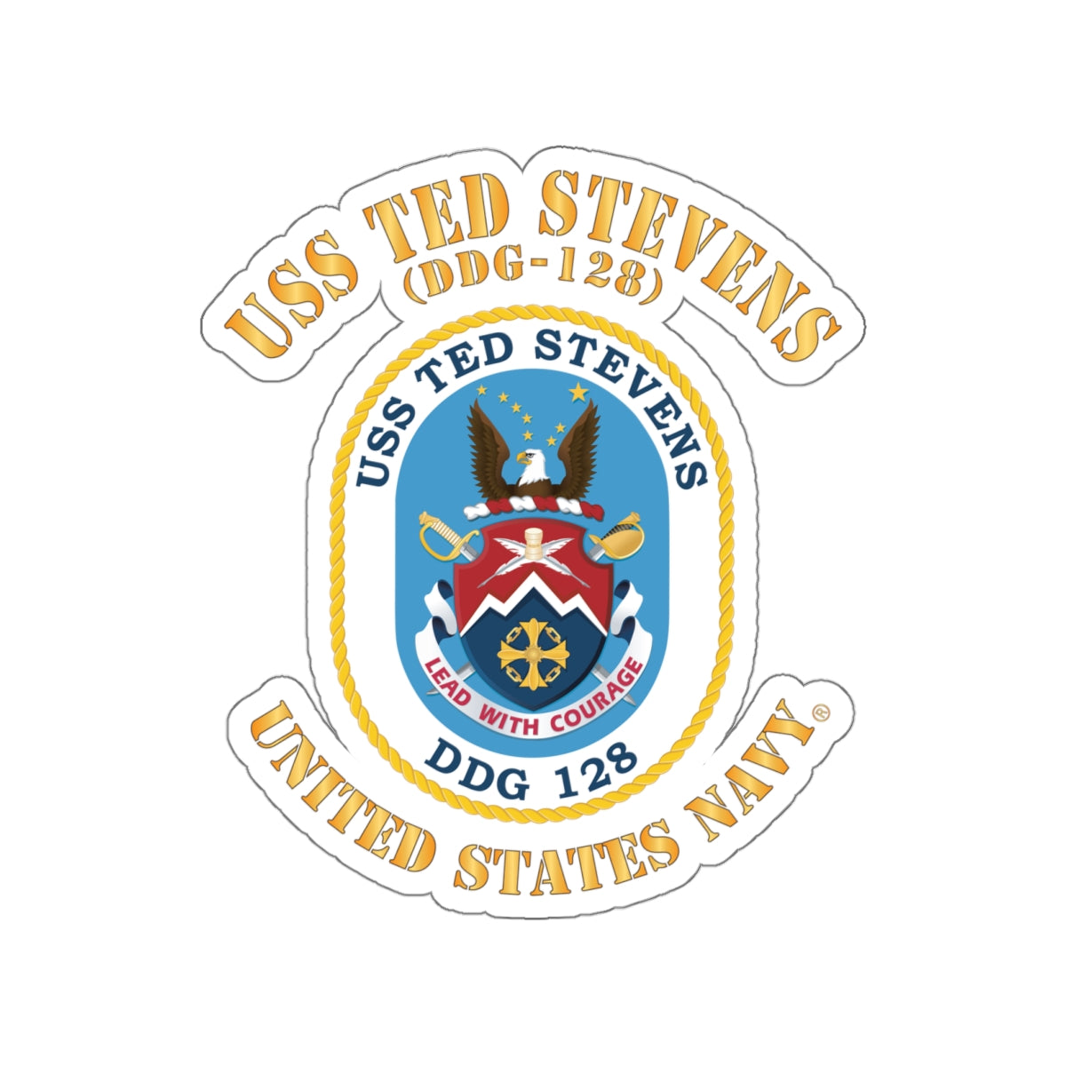 Die-Cut Vinyl Sticker - Navy - USS Ted Stevens (DDG-128)