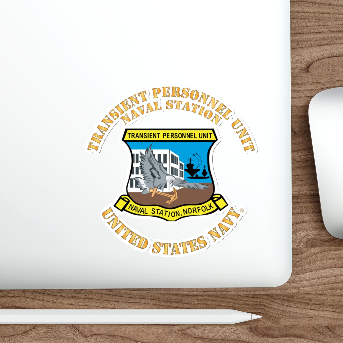 Die-Cut Vinyl Sticker - Navy - Transient Personnel Unit - Naval Station Norfolk
