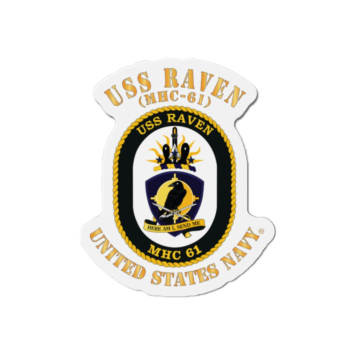 Die-Cut Magnet - Navy - USS Raven (MHC-61)