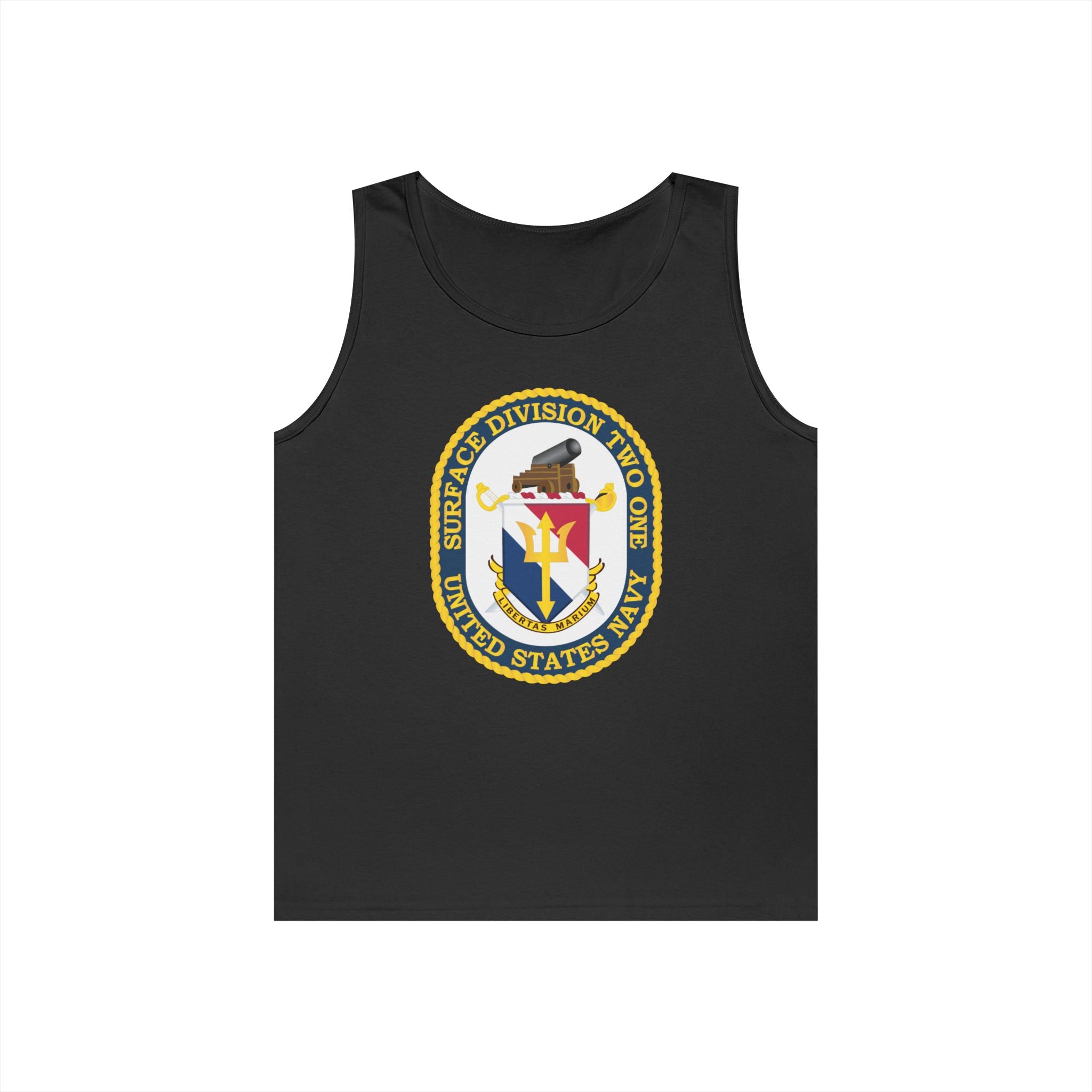 Unisex Heavy Cotton Tank Top - Navy - Surface Division 21 wo txt