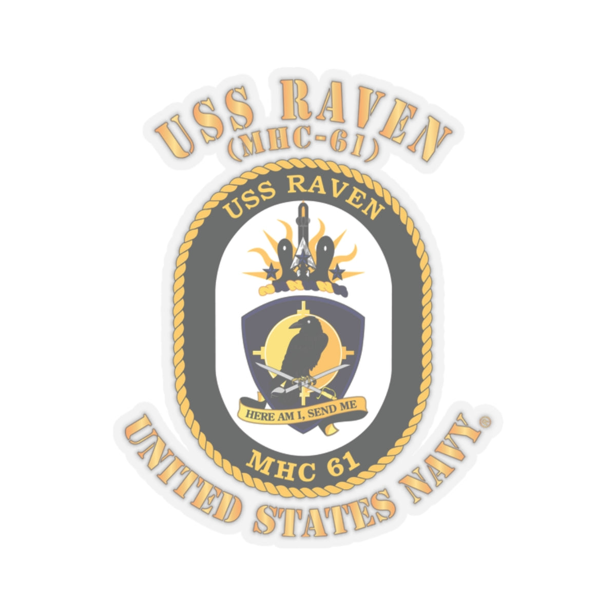 Kiss-Cut Stickers - Navy - USS Raven (MHC-61)