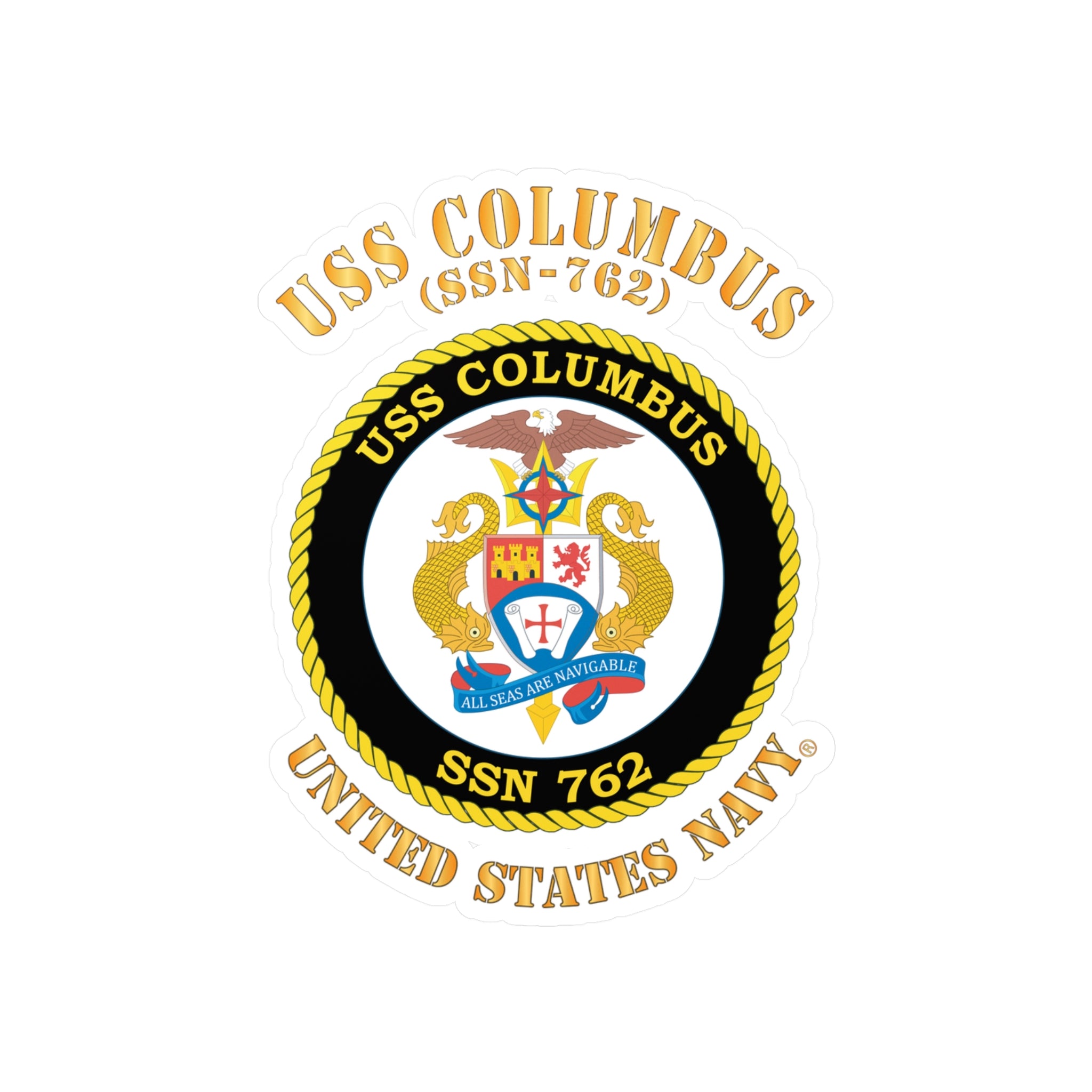 Kiss-Cut Vinyl Decal - Navy - USS Columbus (SSN-762)