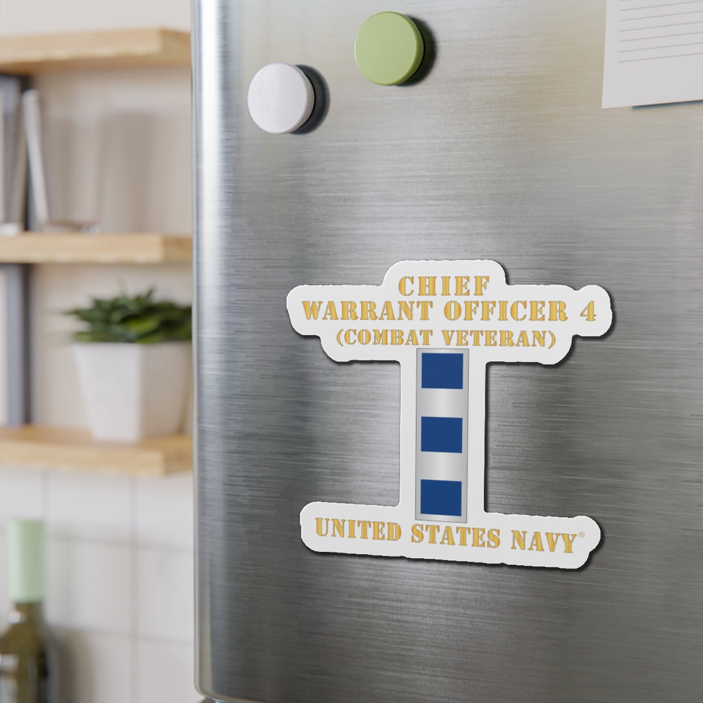 Die-Cut Magnet - Navy - Chief Warrant Officer 4 - CW04 - Combat Veteran