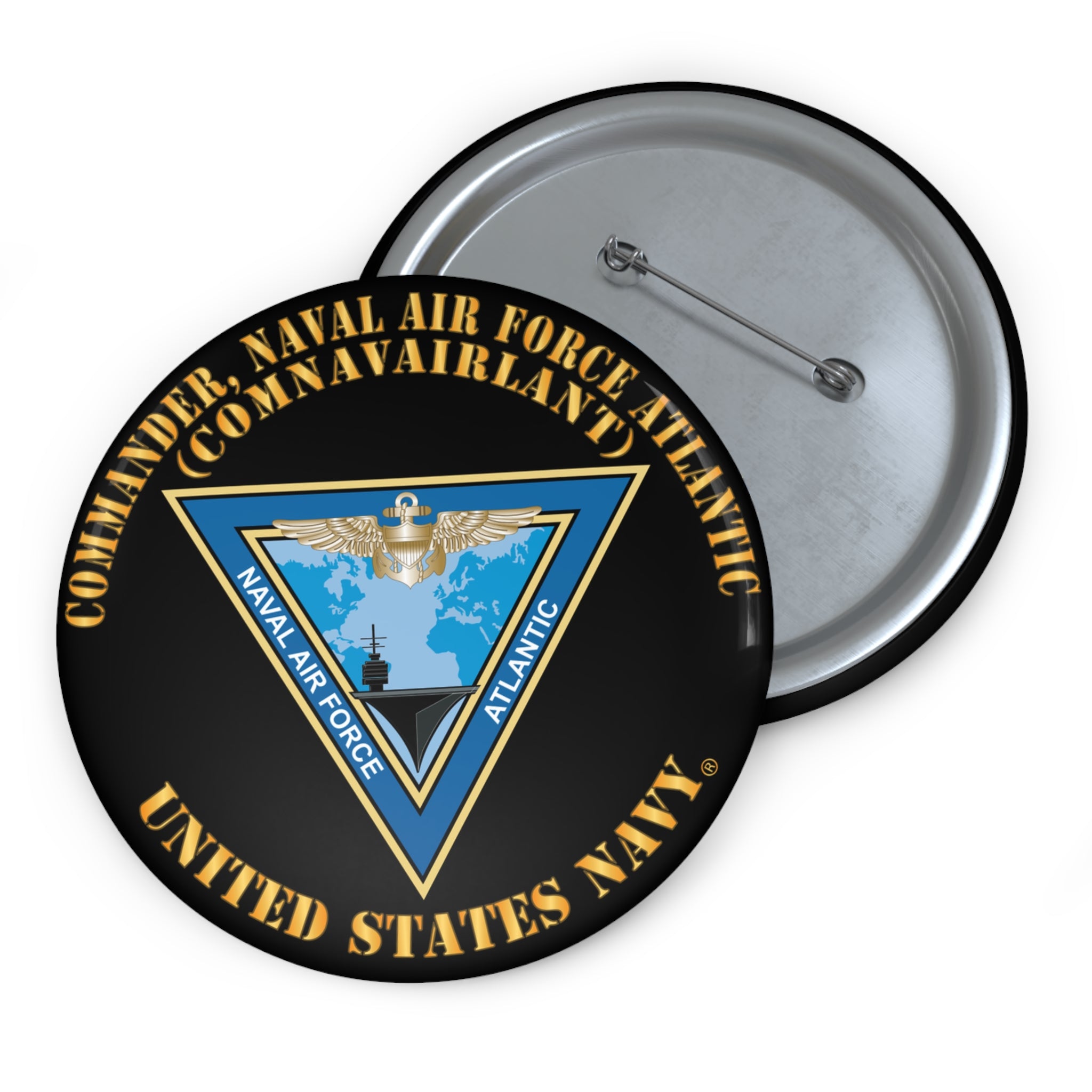 Custom Pin Button - Navy - Commander, Naval Air Force Atlantic - COMNAVAIRLANT