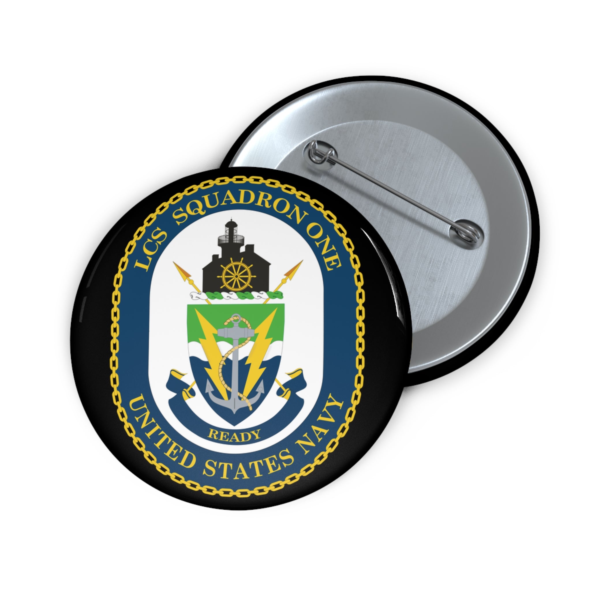 Custom Pin Button - Navy - LCS Squadron One (LCSRON 1) wo txt