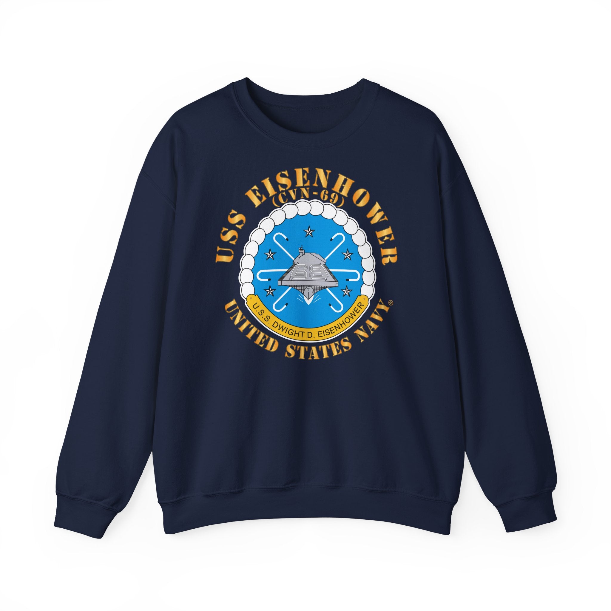 Unisex Heavy Blend™ Crewneck Sweatshirt - USS Dwight D. Eisenhower (CVN-69) Crest with Txt