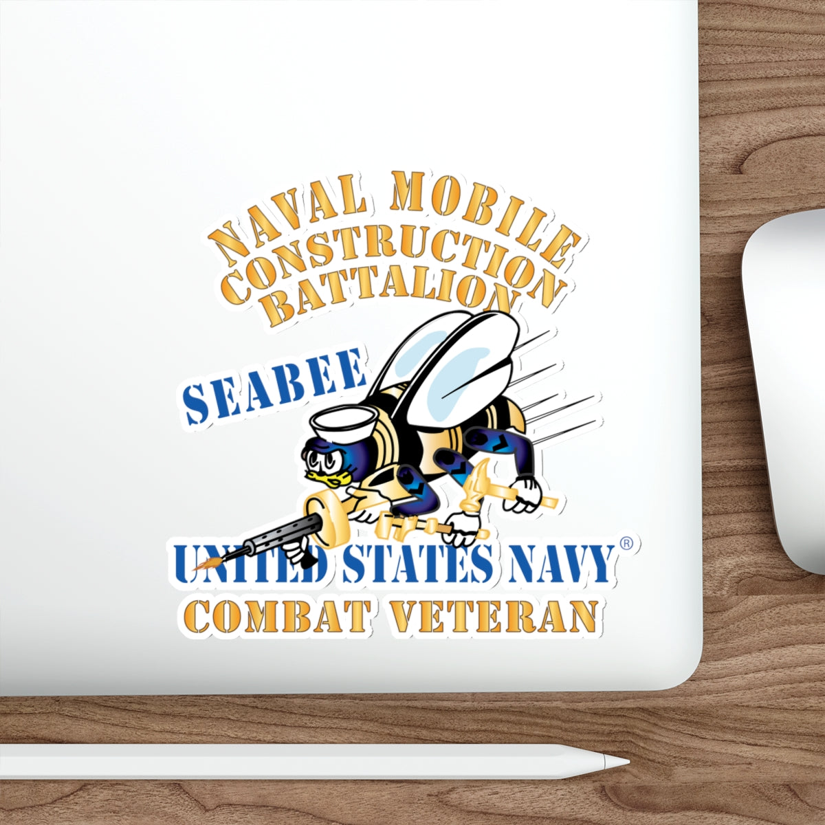 Die-Cut Vinyl Sticker - Navy - Seabee - Combat Veteran