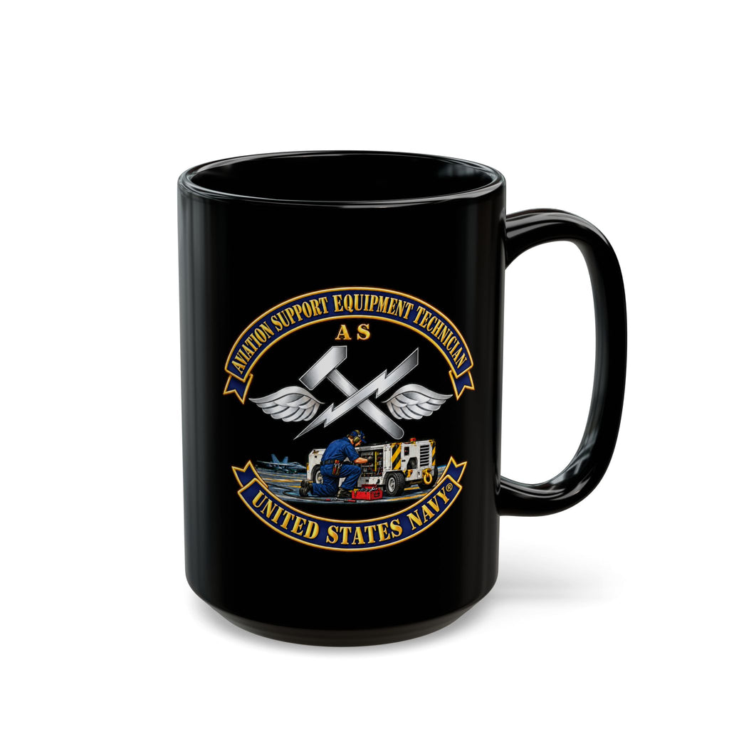 Black Mug (11oz, 15oz) - Navy - Rate - Aviation Support Equipment Technician (AS) with Scene - 3D - Enhanced