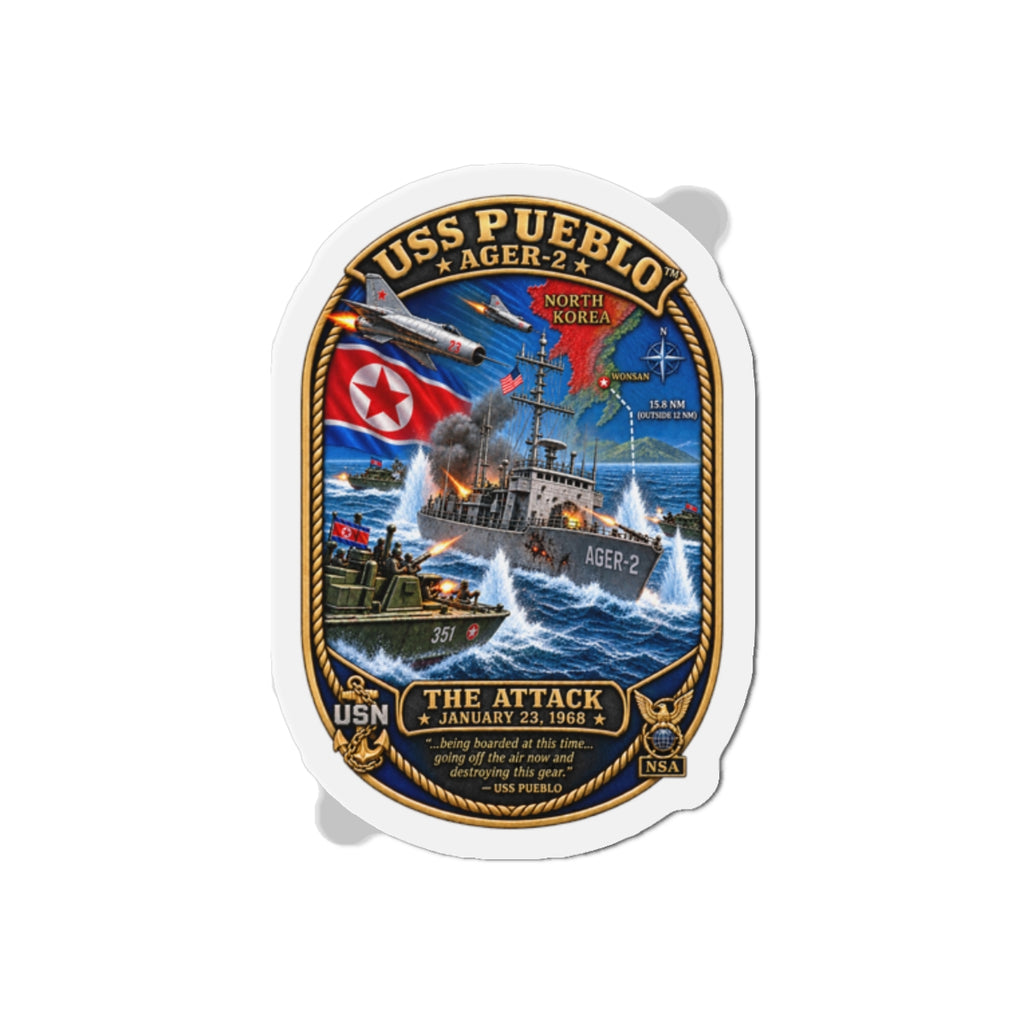 Die-Cut Magnet - Navy - USS Pueblo Attack-Defense Commemorative Patch - 3D - Enhanced