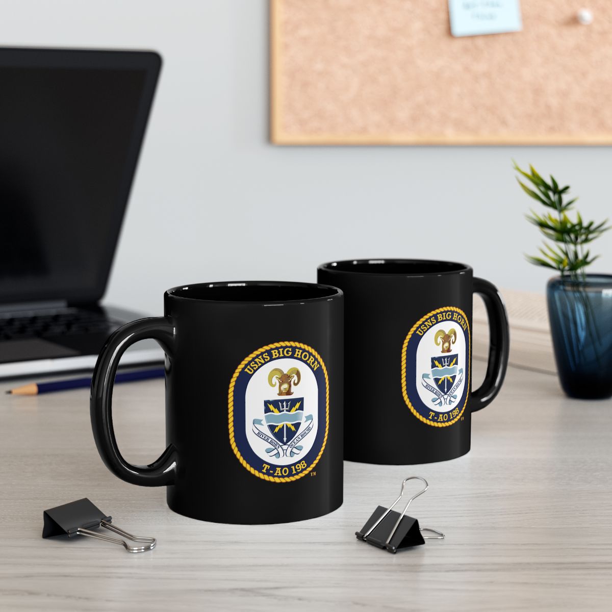 Black Mug (11oz, 15oz) - Navy - USNS Big Horn (T-AO 198) wo txt