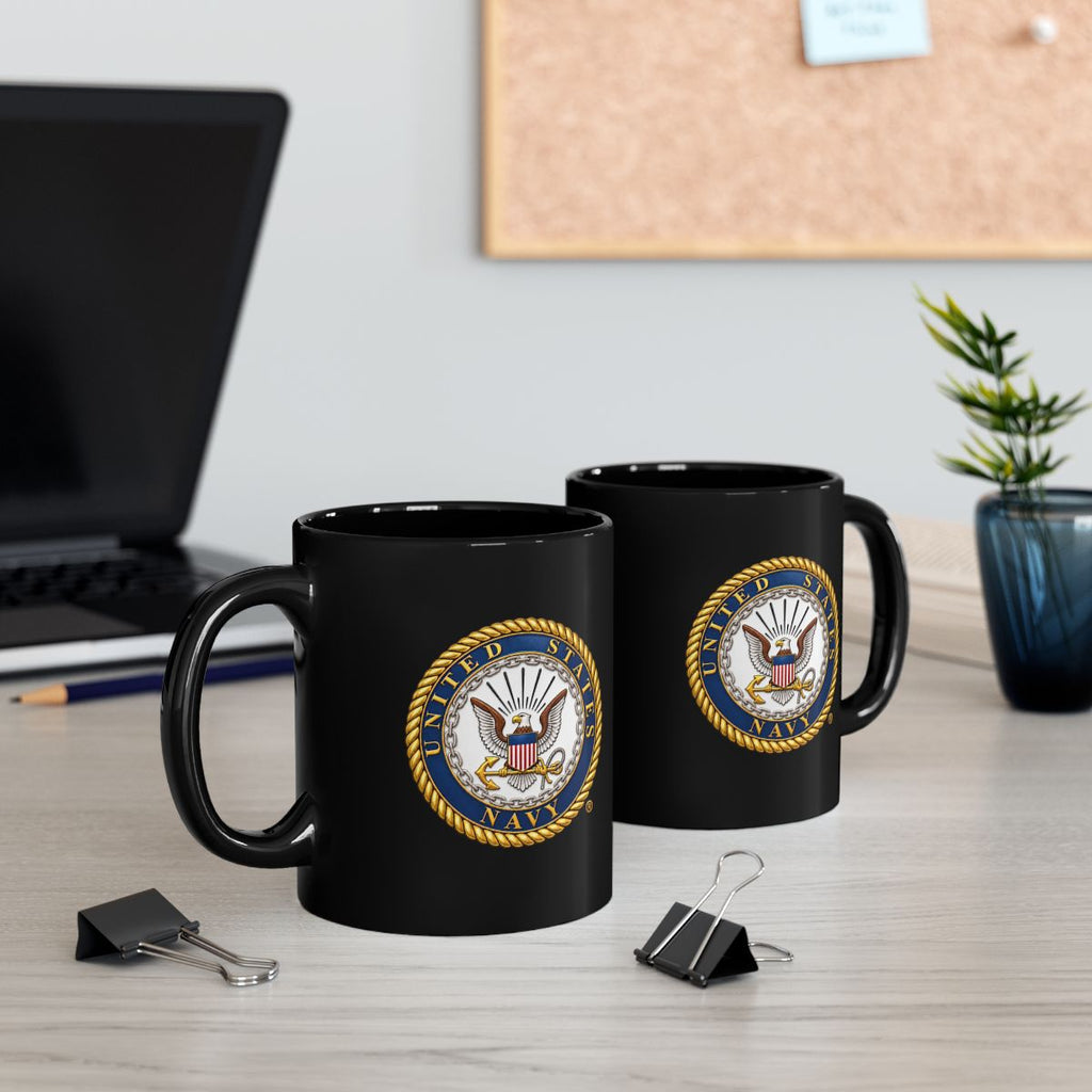 Black Mug (11oz, 15oz) - United States Navy Seal - Emblem - 3D - Enhanced