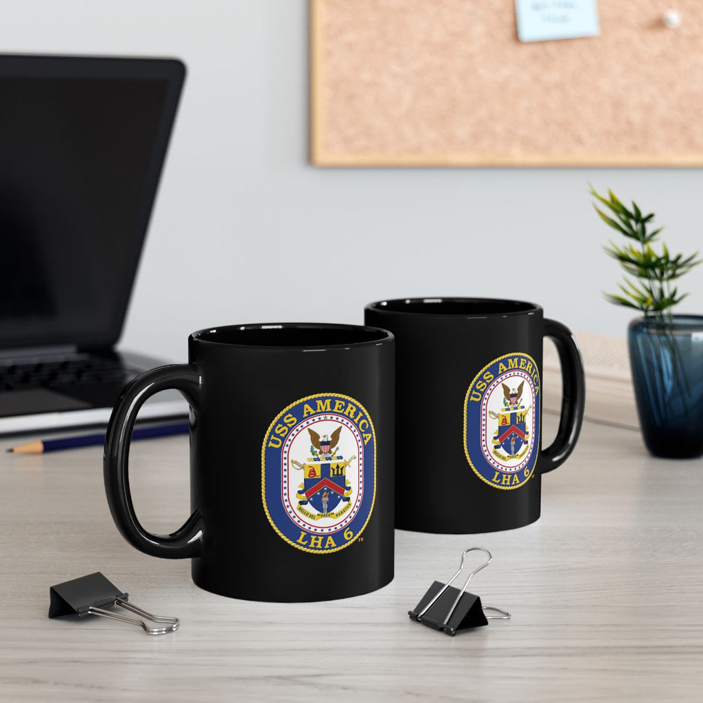 Black Mug (11oz, 15oz) - Navy - USS America (LHA-6) wo txt