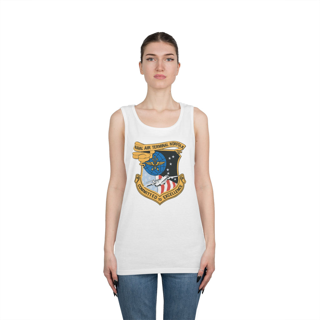 Unisex Heavy Cotton Tank Top - Navy - Naval Air Terminal Norfolk wo Txt