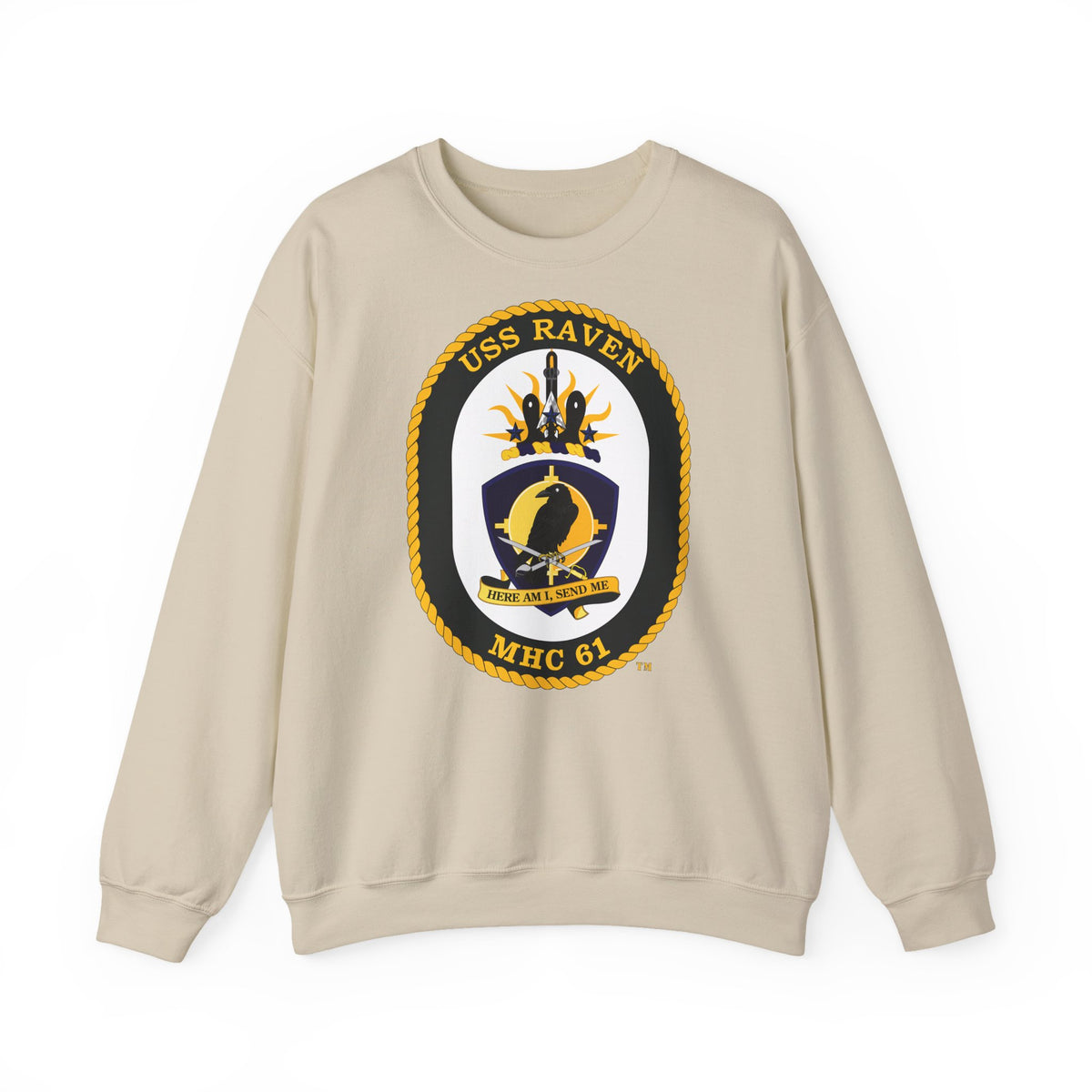 Unisex Heavy Blend™ Crewneck Sweatshirt - Navy - USS Raven (MHC-61) wo txt