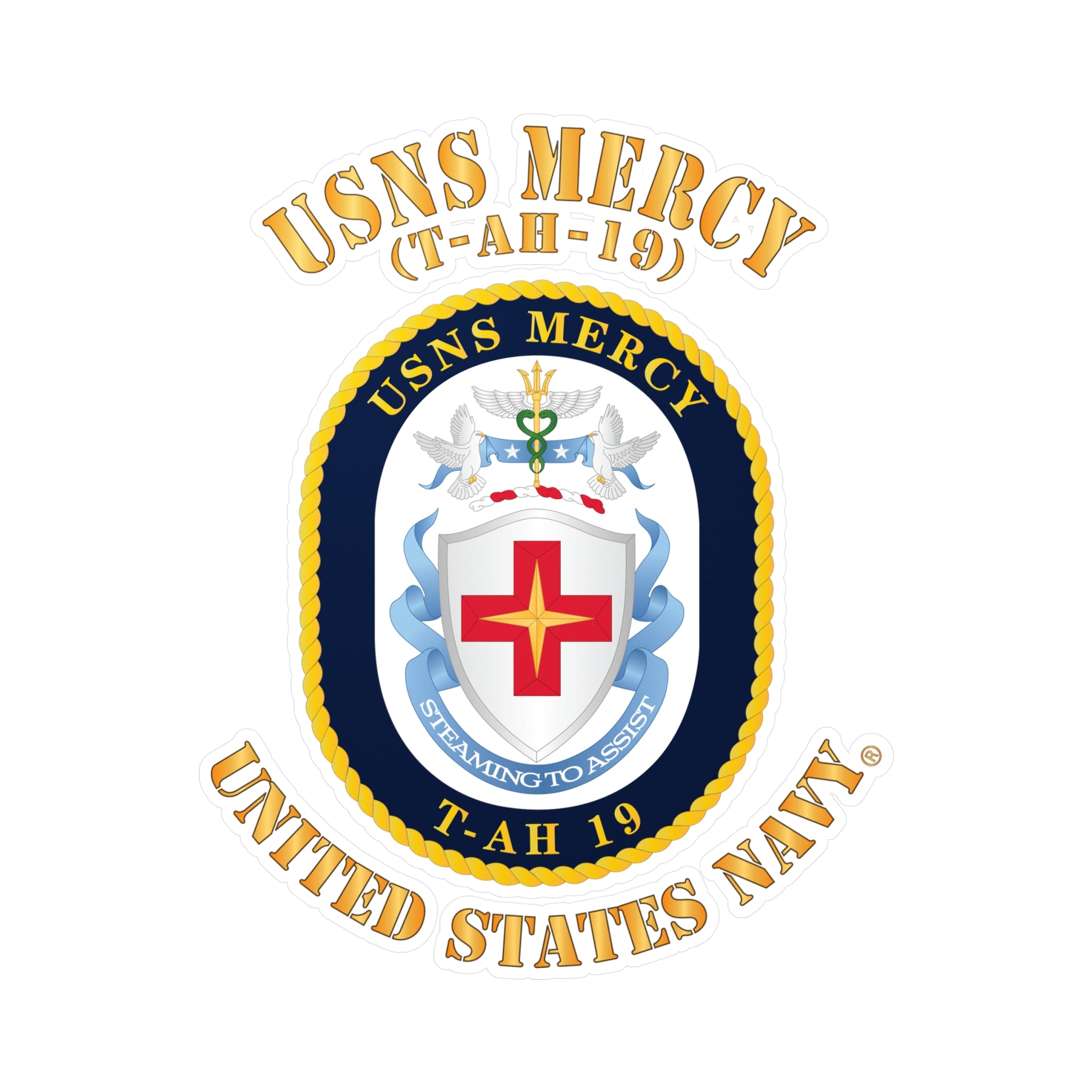 Kiss-Cut Vinyl Decal - Navy - USNS Mercy (T-AH-19)