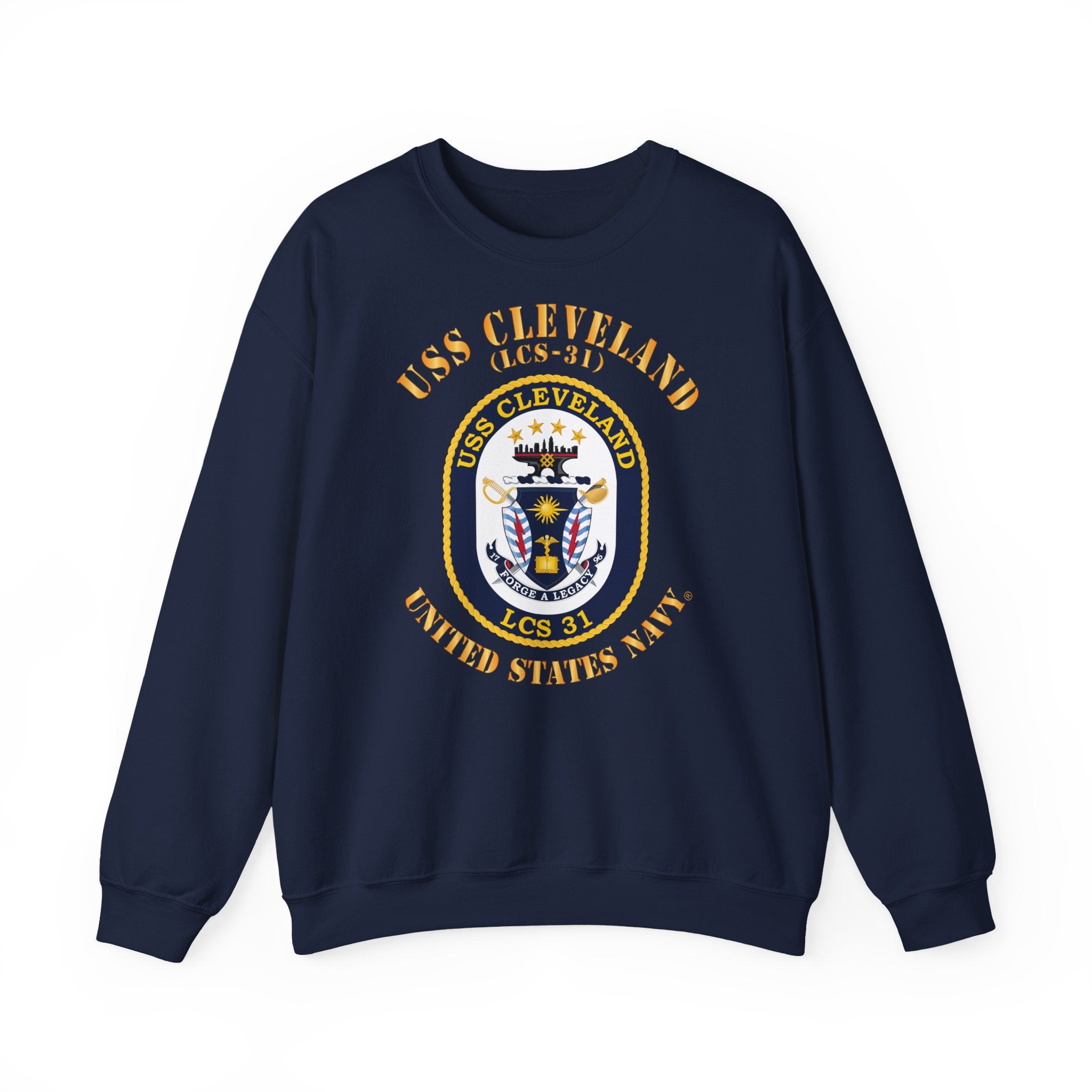 Unisex Heavy Blend™ Crewneck Sweatshirt - Navy - USS Cleveland (LCS-31)