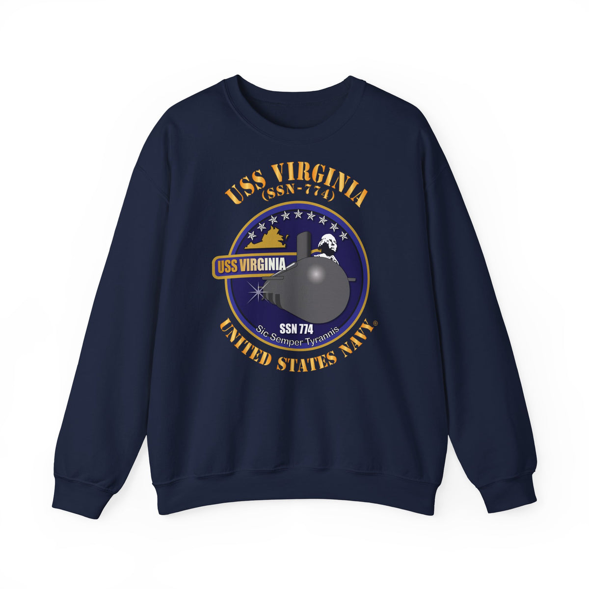 Unisex Heavy Blend™ Crewneck Sweatshirt -  Navy - USS Virginia (SSN-774) X 300