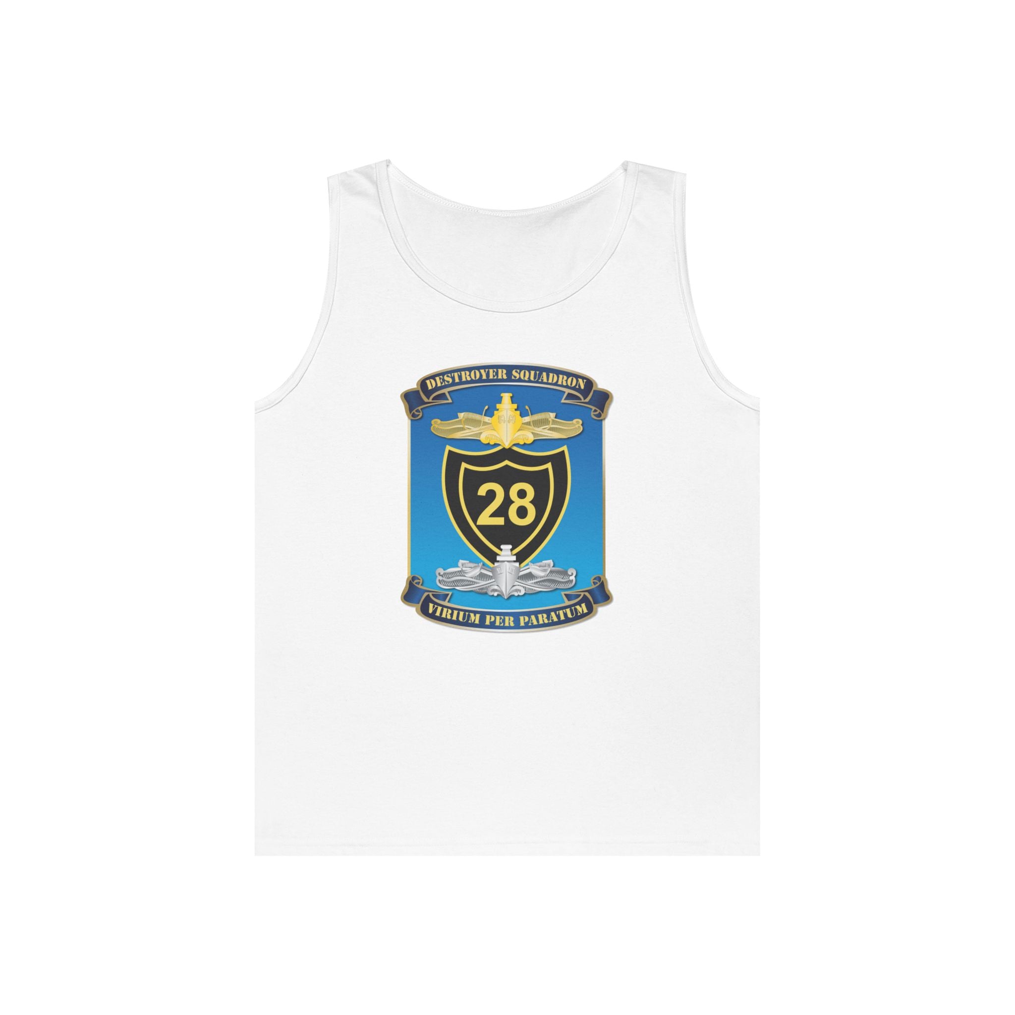 Unisex Heavy Cotton Tank Top - Navy - Destroyer Squadron 28 (DESRON-28) wo Txt