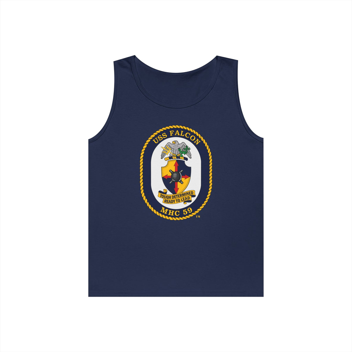 Unisex Heavy Cotton Tank Top - Navy - USS Falcon (MHC-59) wo txt