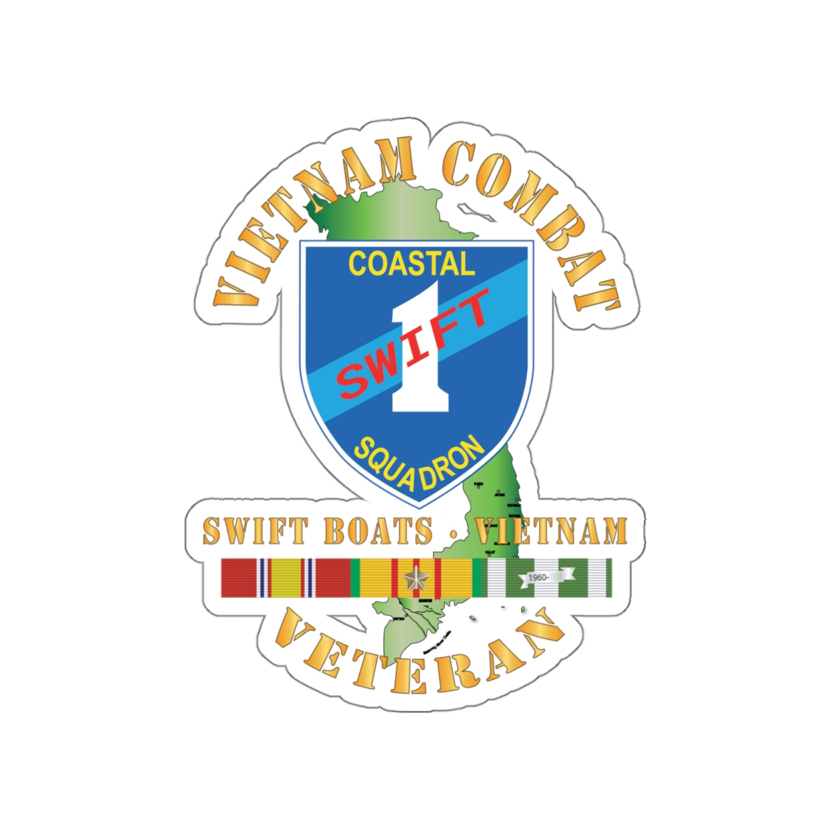 Die-Cut Vinyl Sticker - Coastal Squadron One (Blue) - SSI -Swift Boats - Vietnam w VN SVC X 300