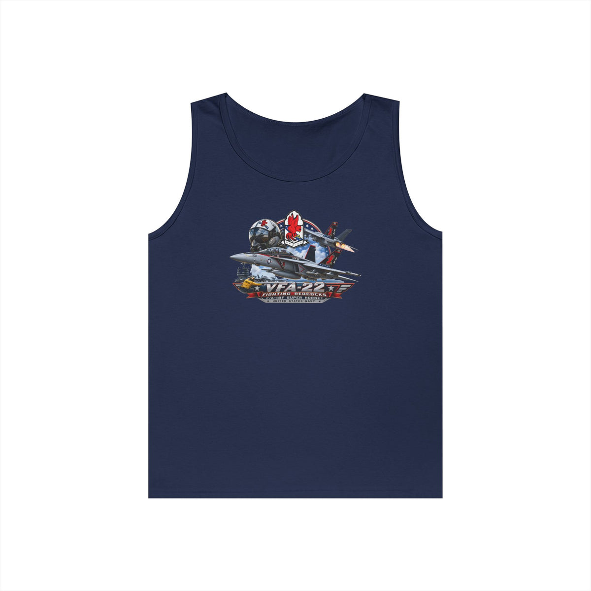 Unisex Heavy Cotton Tank Top - Strike Fighter Squadron 22nd - AC - Fighting Redcocks - 3D - Enhanced