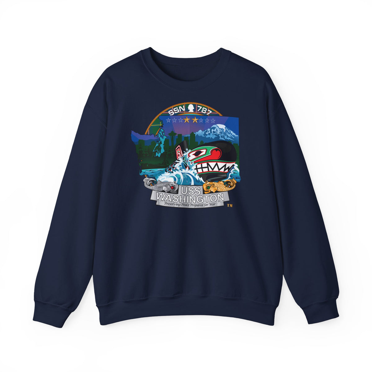 Unisex Heavy Blend™ Crewneck Sweatshirt -  Navy - USS Washington (SSN-787) wo txt X 300