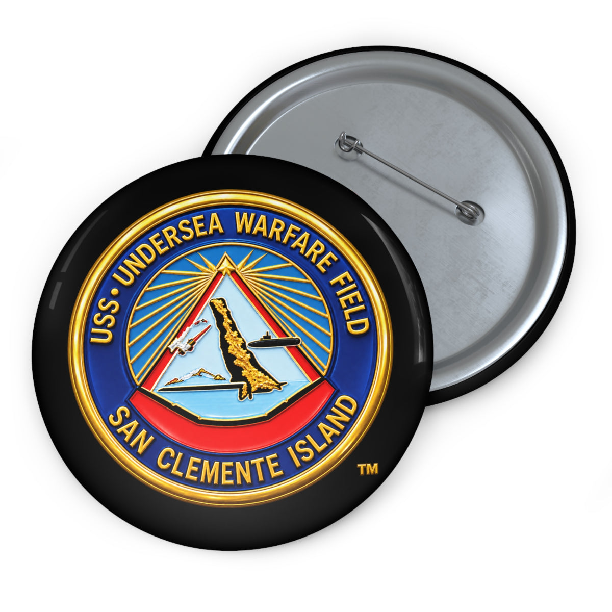 Pin Button - Navy - USS Undersea Warfare Field - San Clemente Island - Crest - 3D - Enhanced