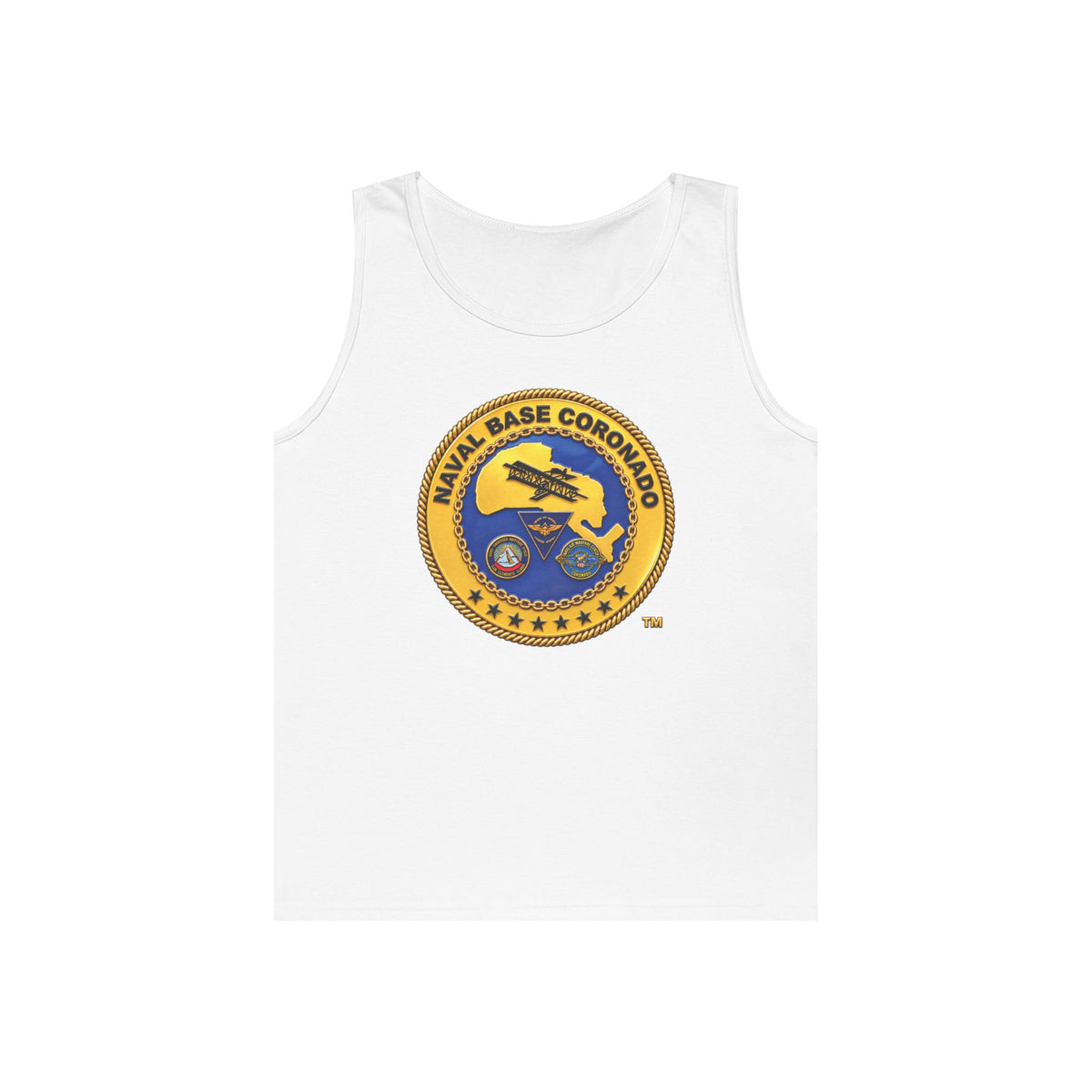 Unisex Heavy Cotton Tank Top - Navy - Naval Base Coronado - Crest - 3D - Enhanced