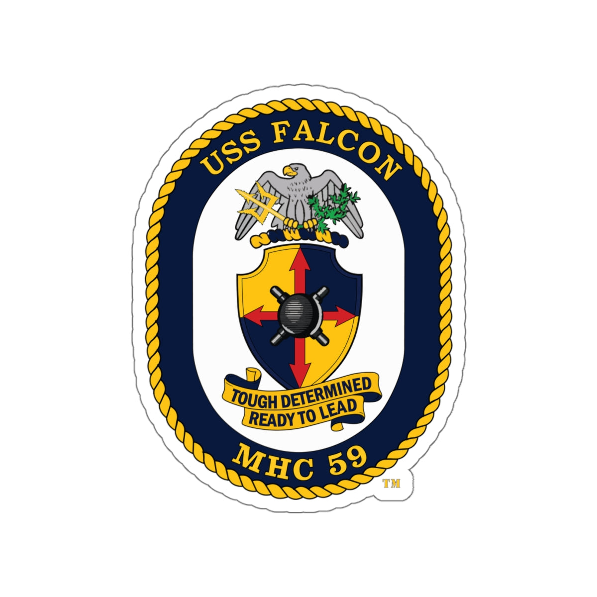 Die-Cut Vinyl Sticker - Navy - USS Falcon (MHC-59) wo txt