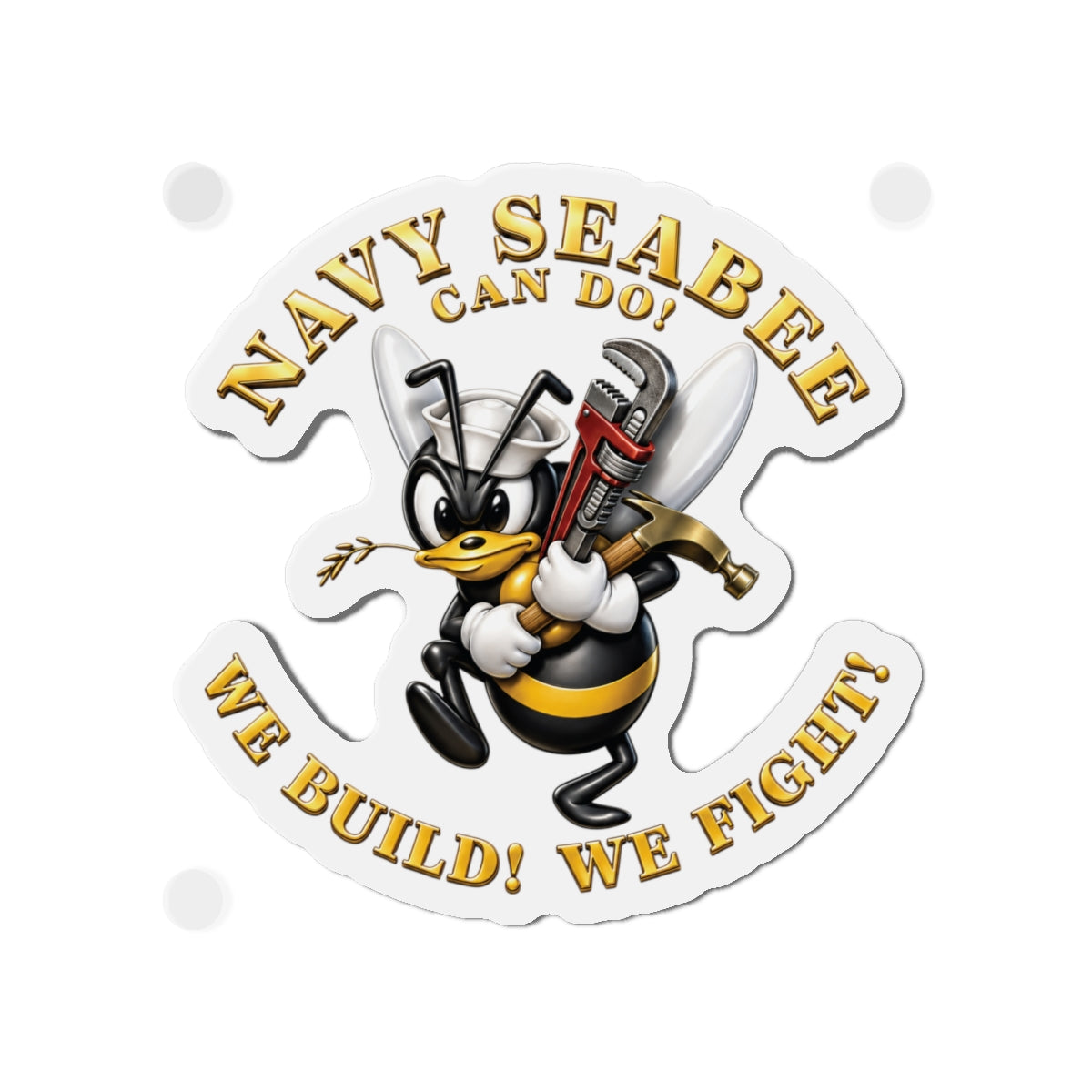 Die-Cut Magnet - Navy - Navy SeaBee - w Wrench and Hammer - 3D - Enhanced X 300