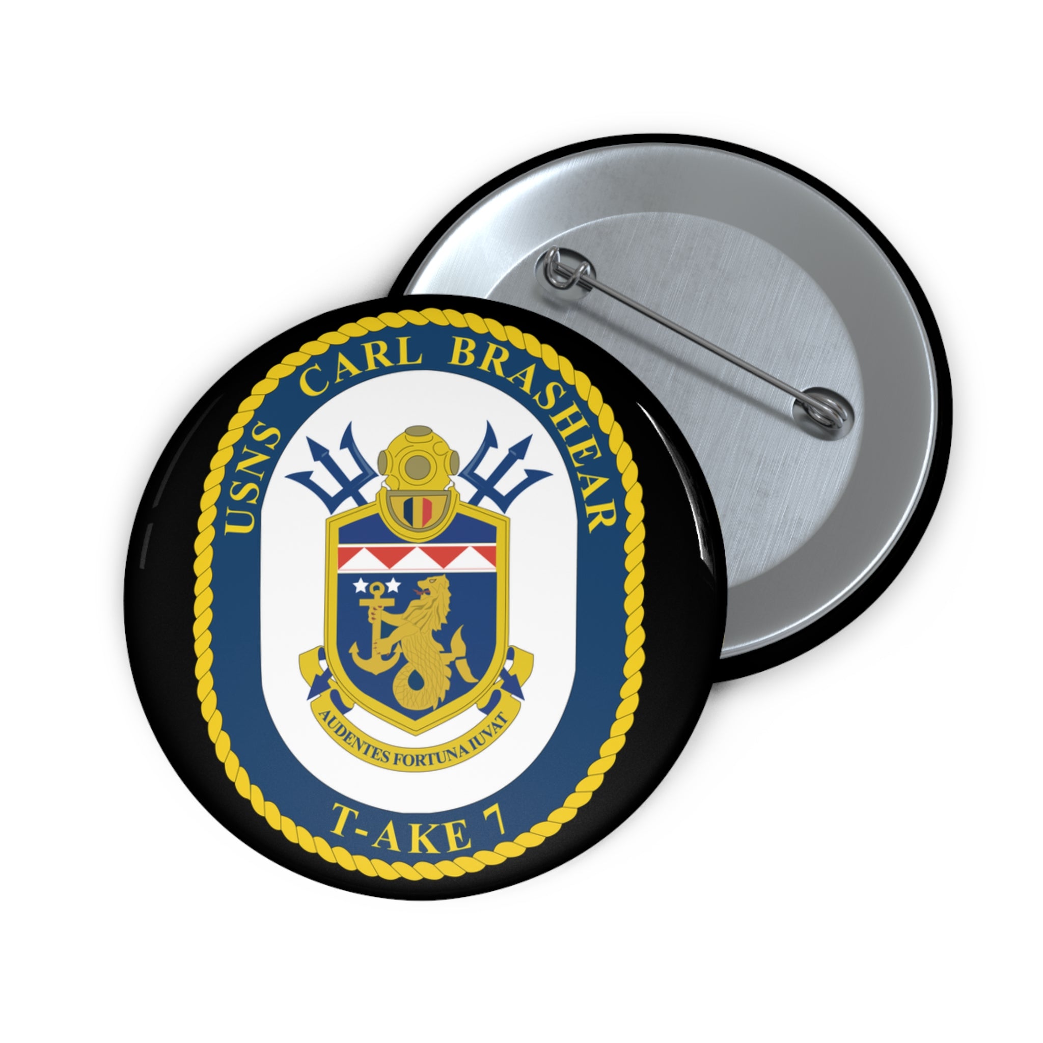 Custom Pin Button - Navy - USNS Carl Brashear (T-AKE 7) wo txt