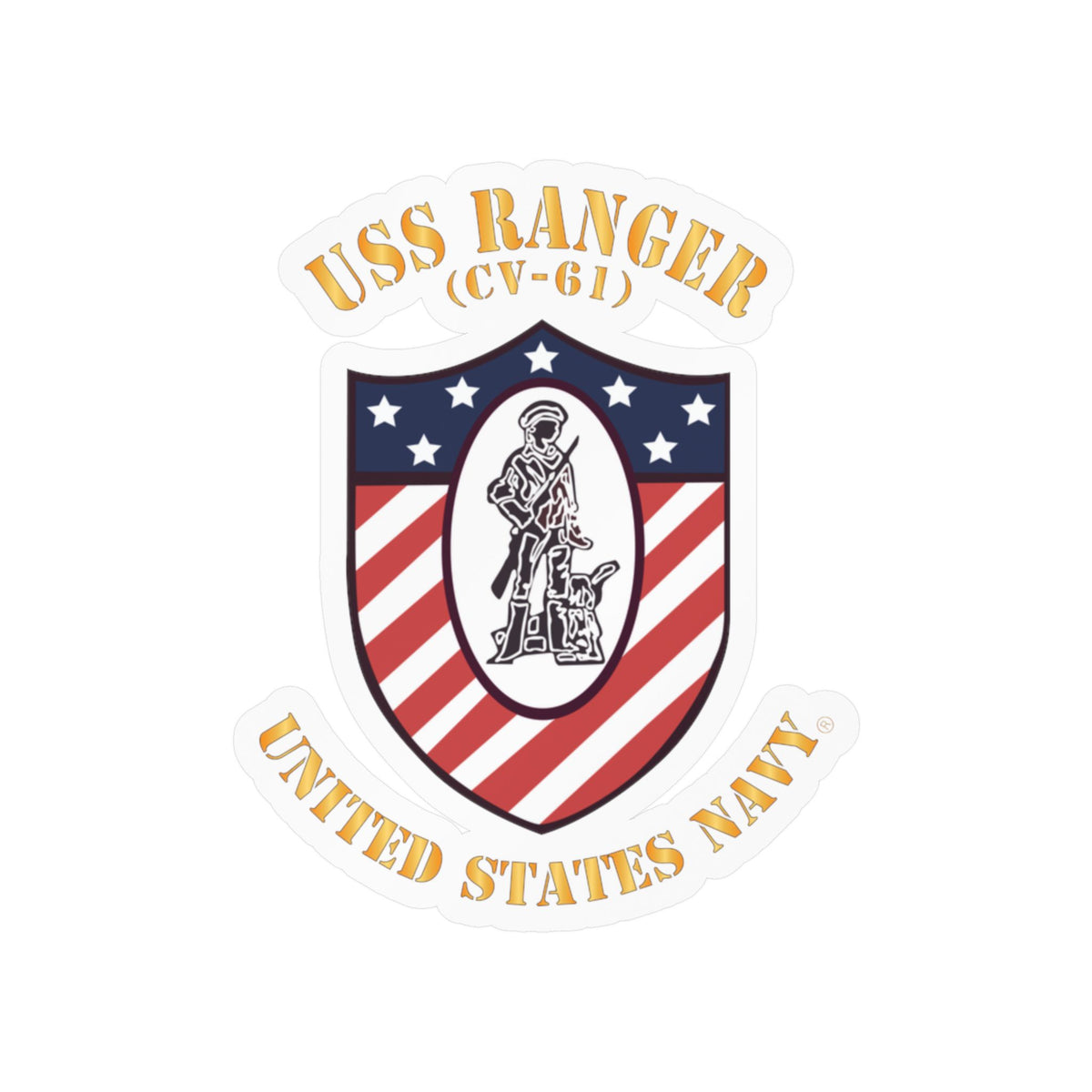 Kiss-Cut Vinyl Decal - Navy - USS Ranger (CV-61) X 300