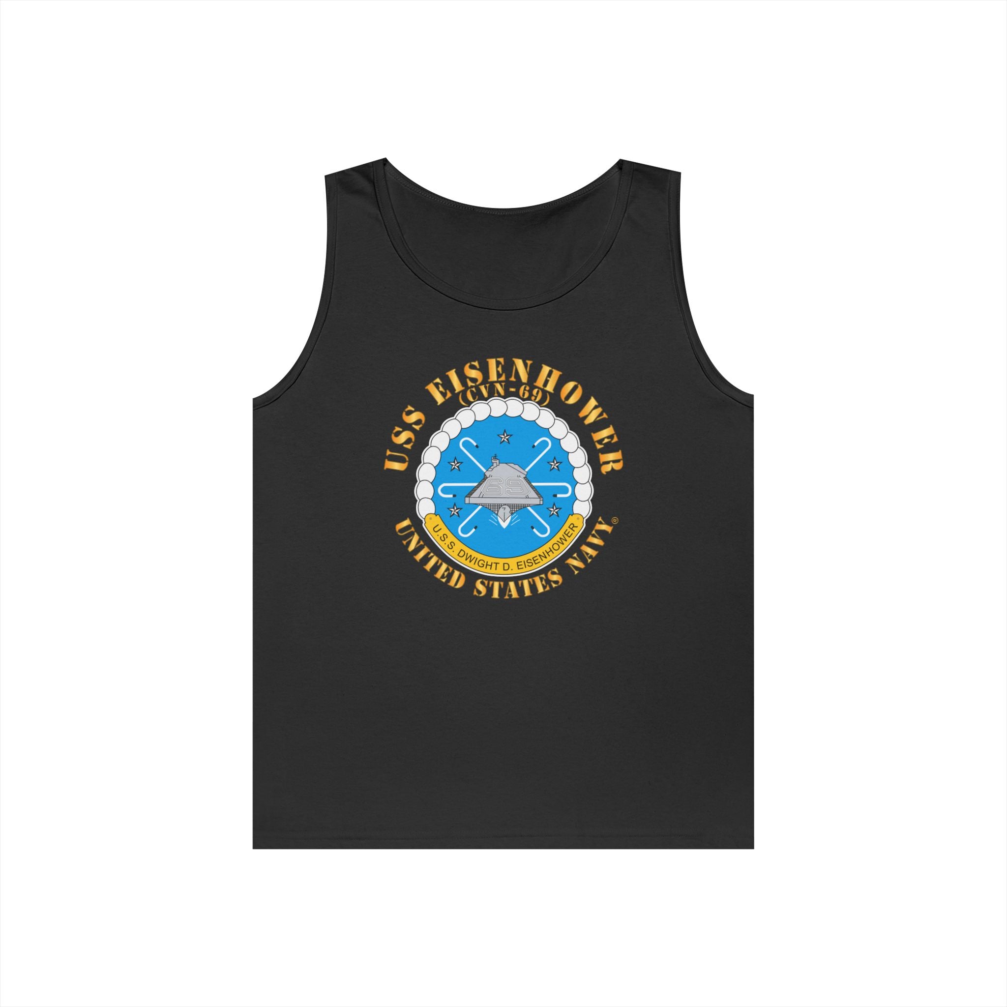 Unisex Heavy Cotton Tank Top - USS Dwight D. Eisenhower (CVN-69) Crest with Txt
