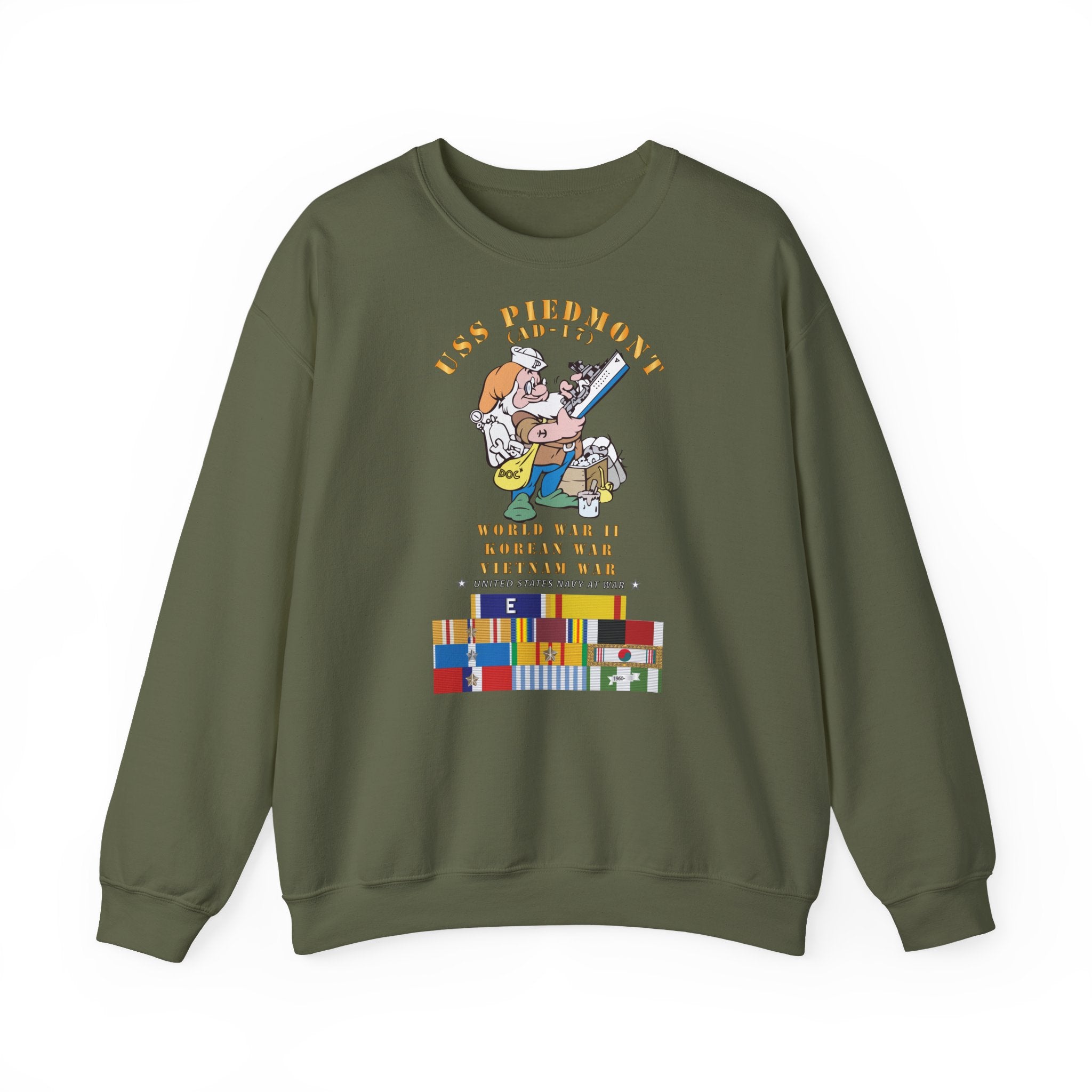 Unisex Heavy Blend™ Crewneck Sweatshirt - Navy - USS Piedmont (AD-17) w WWII - KOREA - VN SVC
