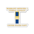 Die-Cut Magnet - Navy - Warrant Officer 1 - Combat Veteran
