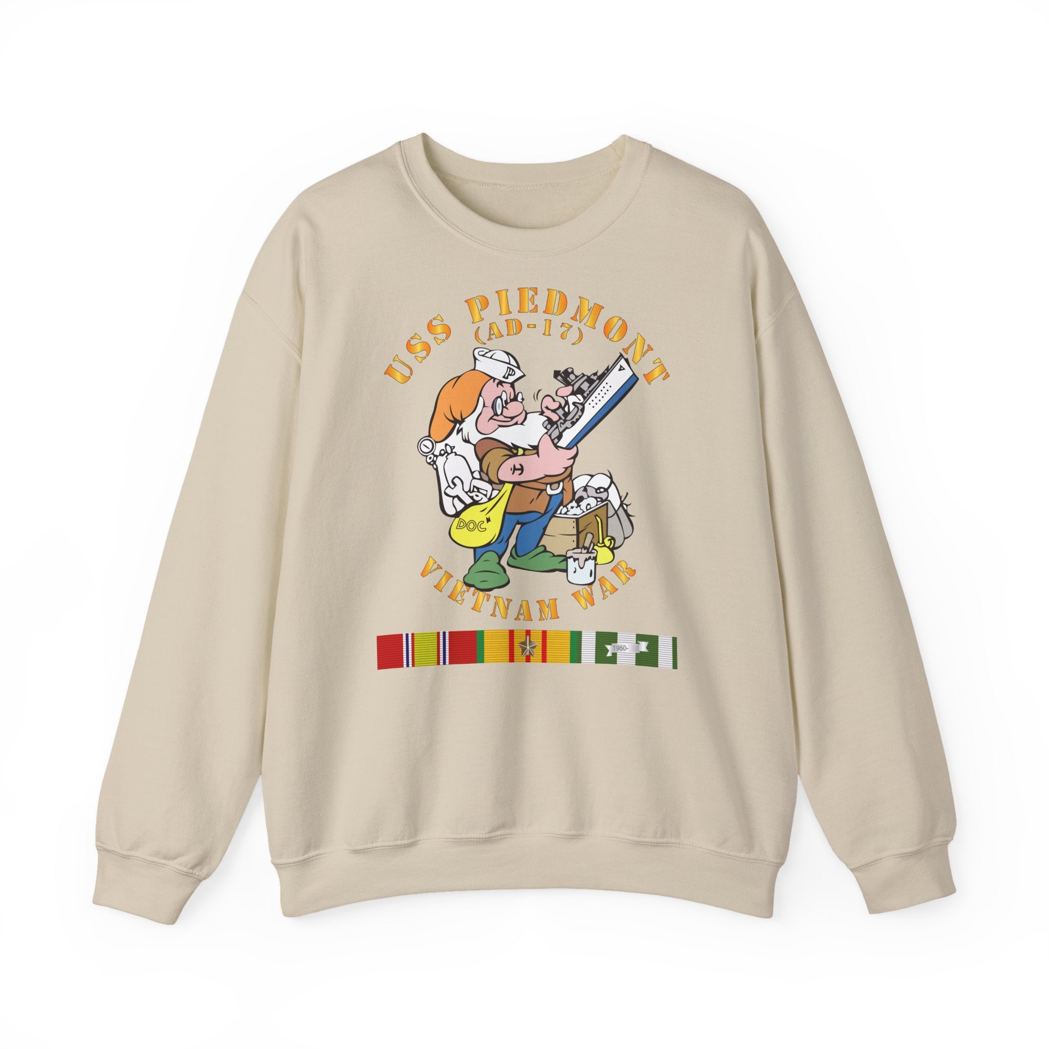 Unisex Heavy Blend™ Crewneck Sweatshirt - Navy - USS Piedmont (AD-17) w VN SVC - Vietnam War