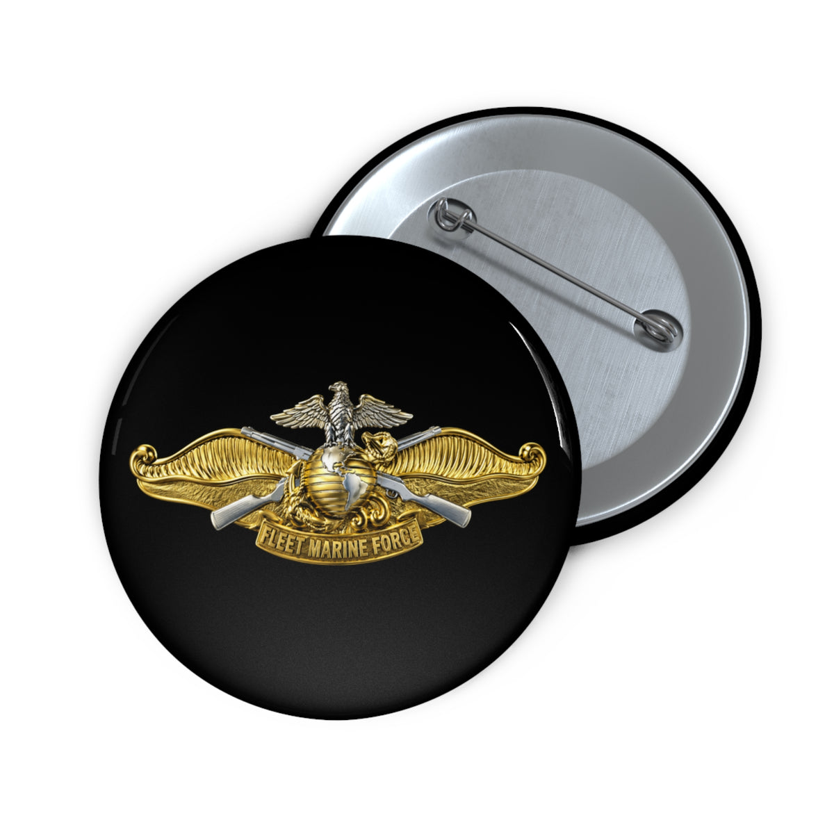 Pin Button - Navy - Badge - Fleet Marine Force (FMF) wo txt - Officer - 3D - Enhanced