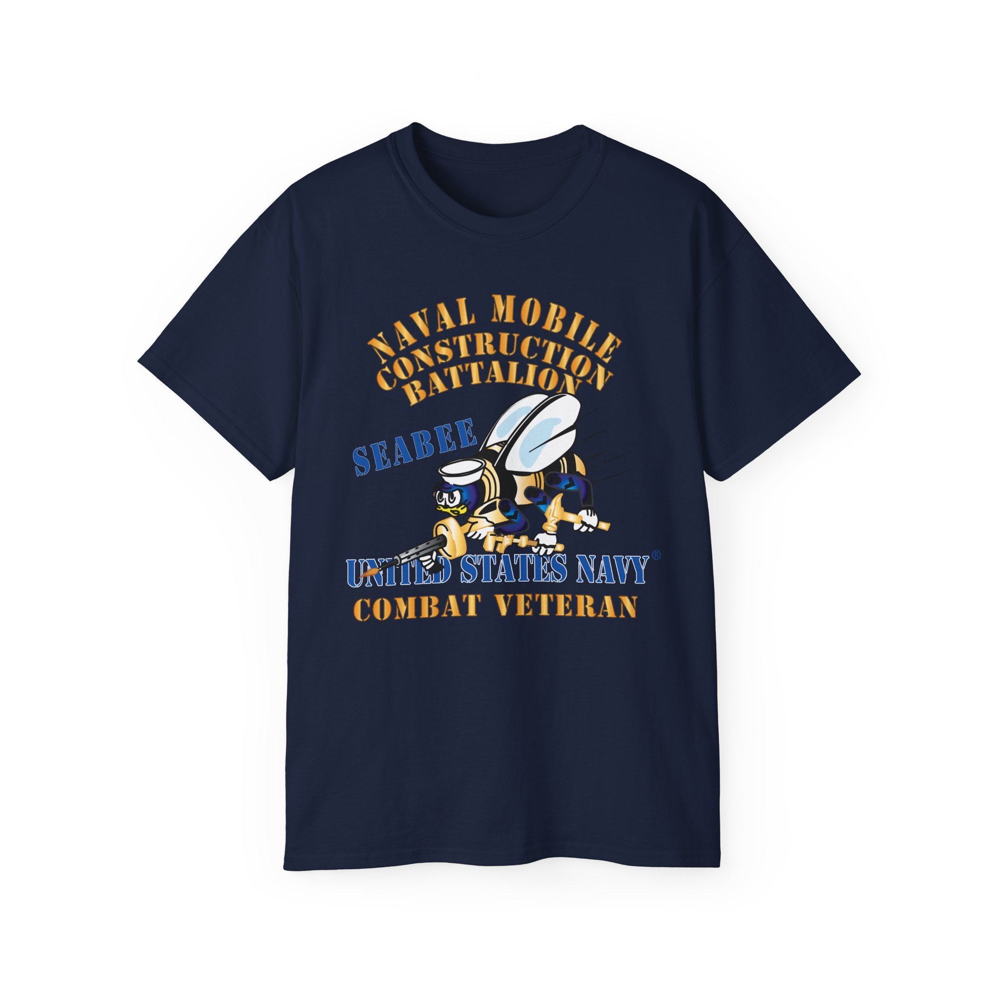 Unisex Ultra Cotton T-Shirt - Navy - Seabee - Combat Veteran