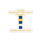 Die-Cut Vinyl Sticker - Navy - Chief Warrant Officer 2 - CW02 - Retired