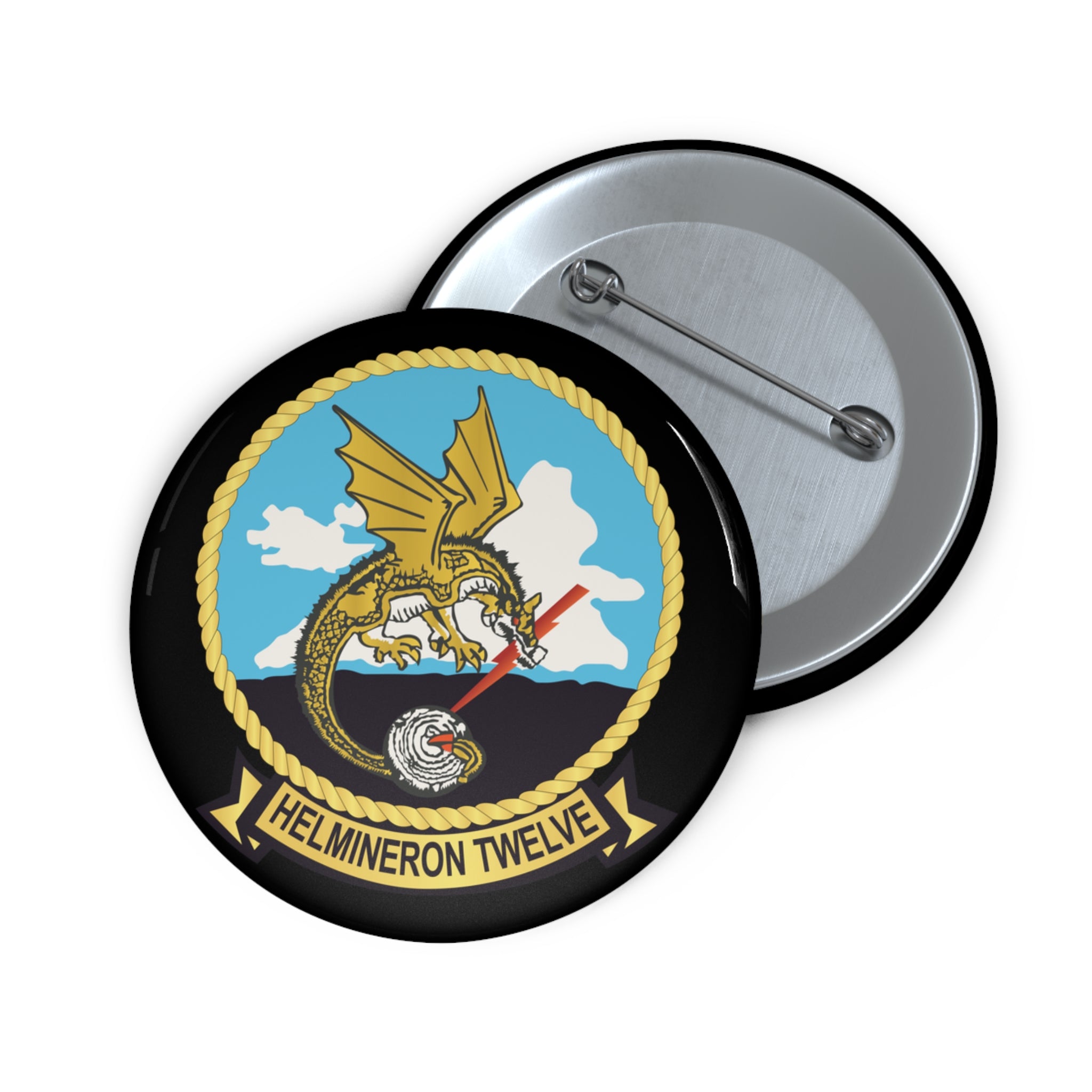 Custom Pin Button - Navy - Helmineron Twelve (HM-12) wo Txt