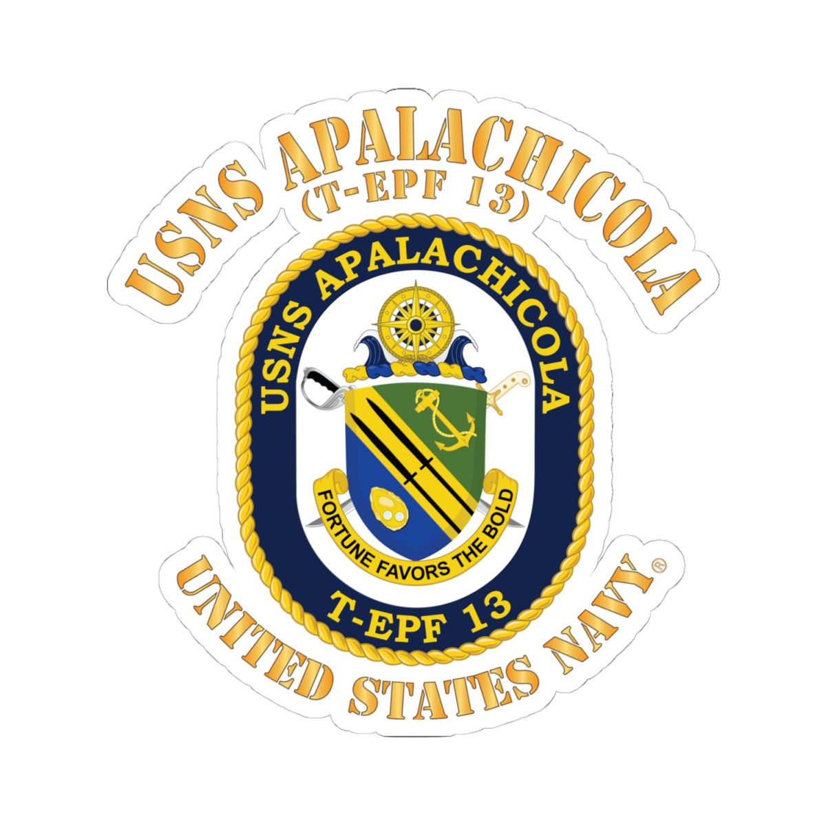Kiss-Cut Stickers - Navy - USNS Apalachicola (T-EPF 13)