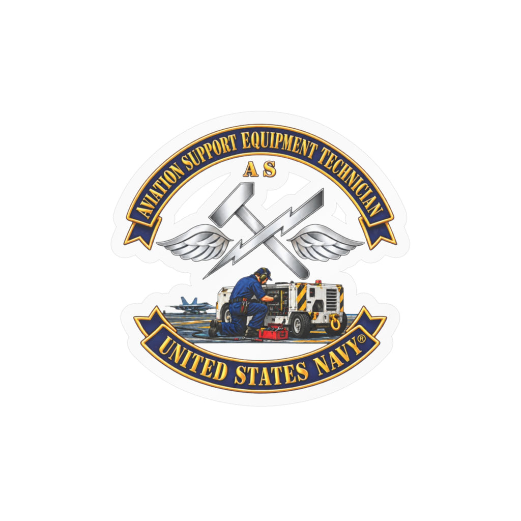 Kiss-Cut Vinyl Decal - Navy - Rate - Aviation Support Equipment Technician (AS) with Scene - 3D - Enhanced